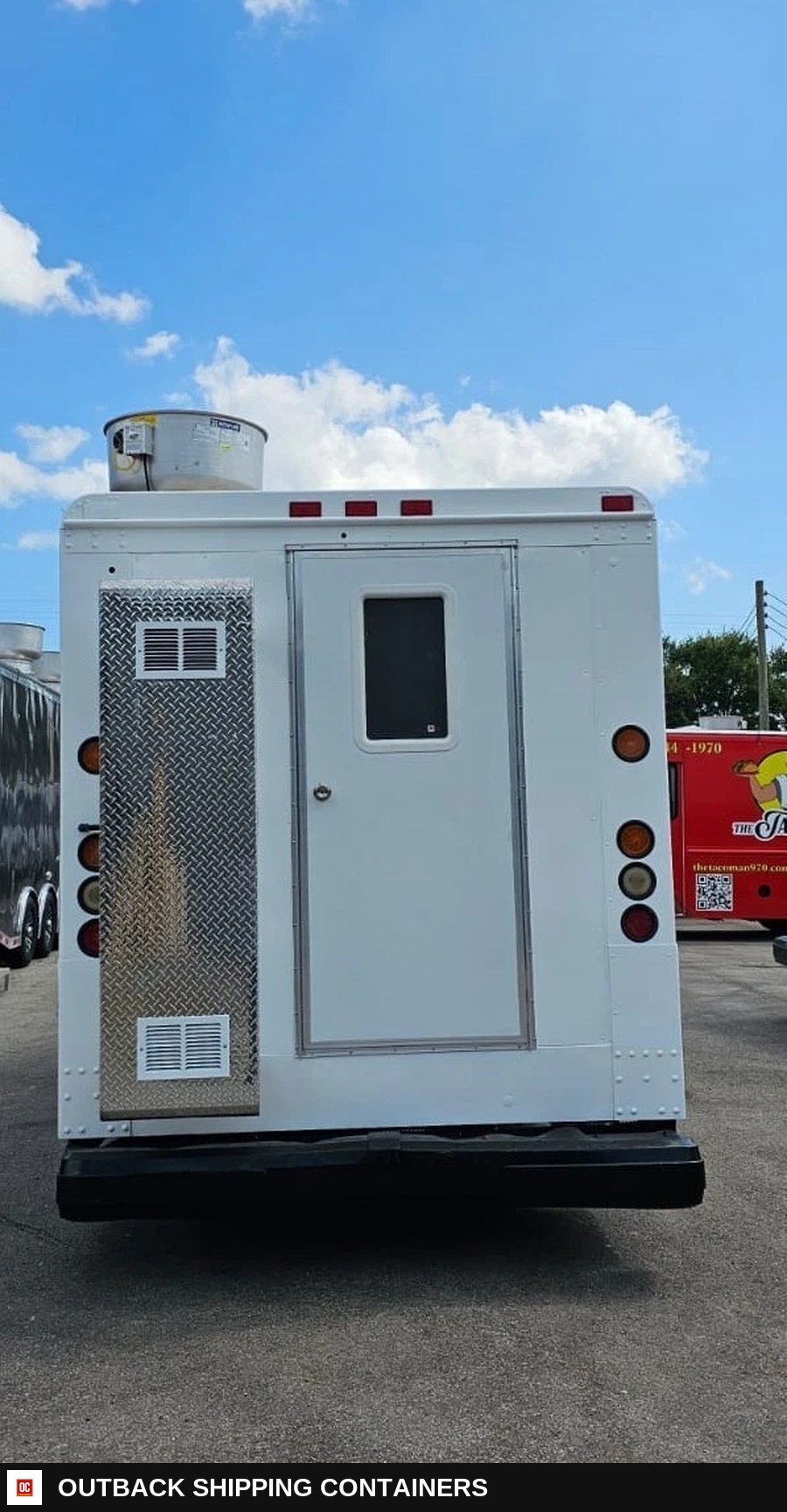 Food Truck with Brand New Kitchen Custom Build — Serving Window And Hatch | Outback Shipping Containers Food Truck with Brand New Kitchen Custom Build for sale — serving window and hatch