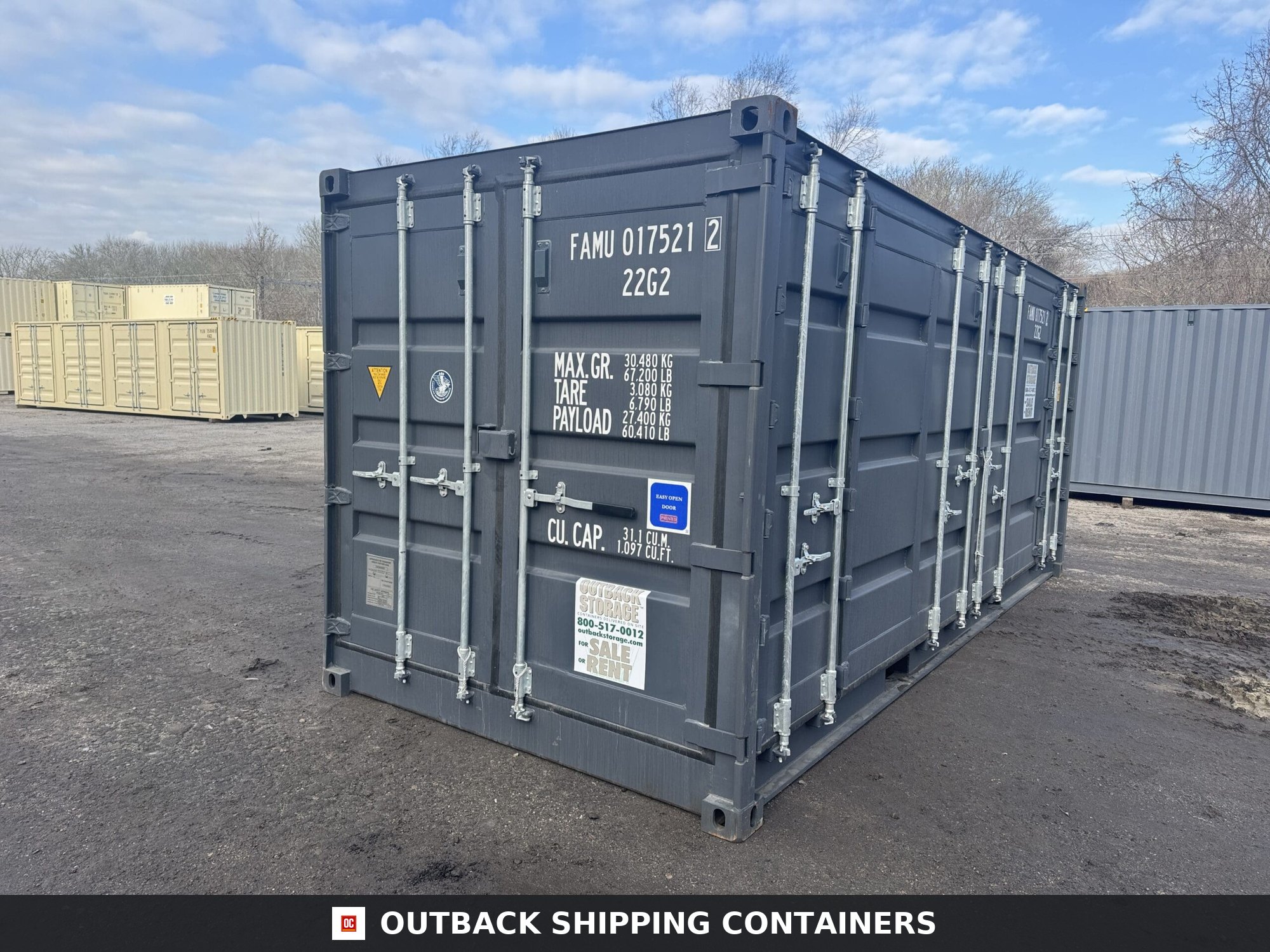 20ft Open Side New Shipping Container – Wind & Watertight – Gray — 20ft — new (image 8 of 12)