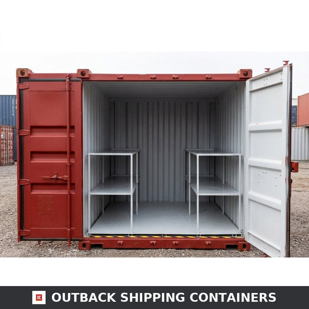 8Ft X 8Ft Raised And Flat Floor Bunded Store — Interior Detail | Outback Shipping Containers 8Ft X 8Ft Raised And Flat Floor Bunded Store — 8ft — new — storage containers (image 6 of 6)