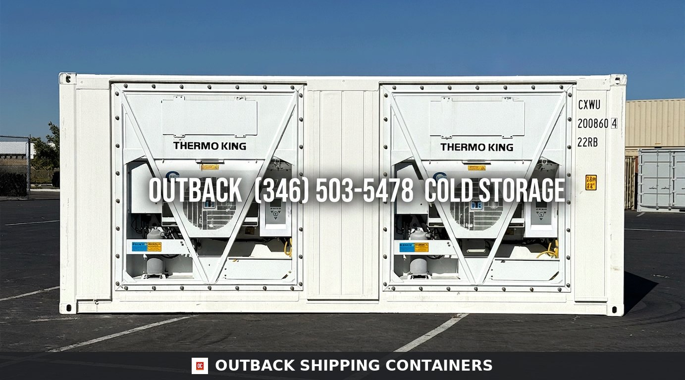 20ft Blast Freezer Container -40°F to 70°F — Rear Exterior View | Outback Shipping Containers 20ft Blast Freezer Container -40°F to 70°F