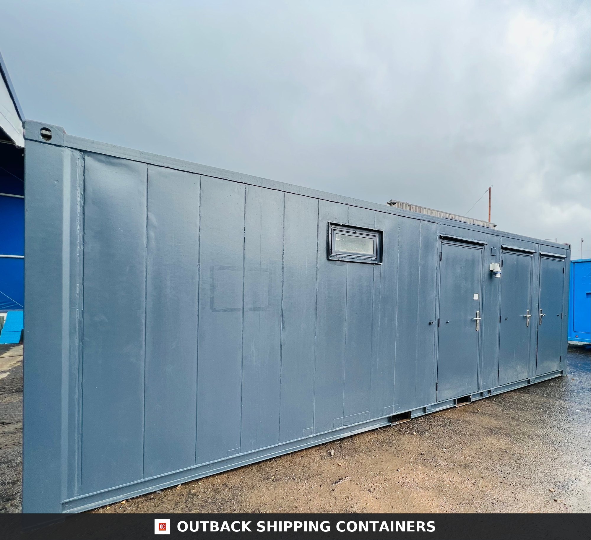 Toilet Block + Shower for Sale — Interior Detail | Outback Shipping Containers Toilet Block + Shower — 24 x 9 ft — 4 + 1 Toilet with Separate Shower Room — No 882 — product gallery image 5 of 15