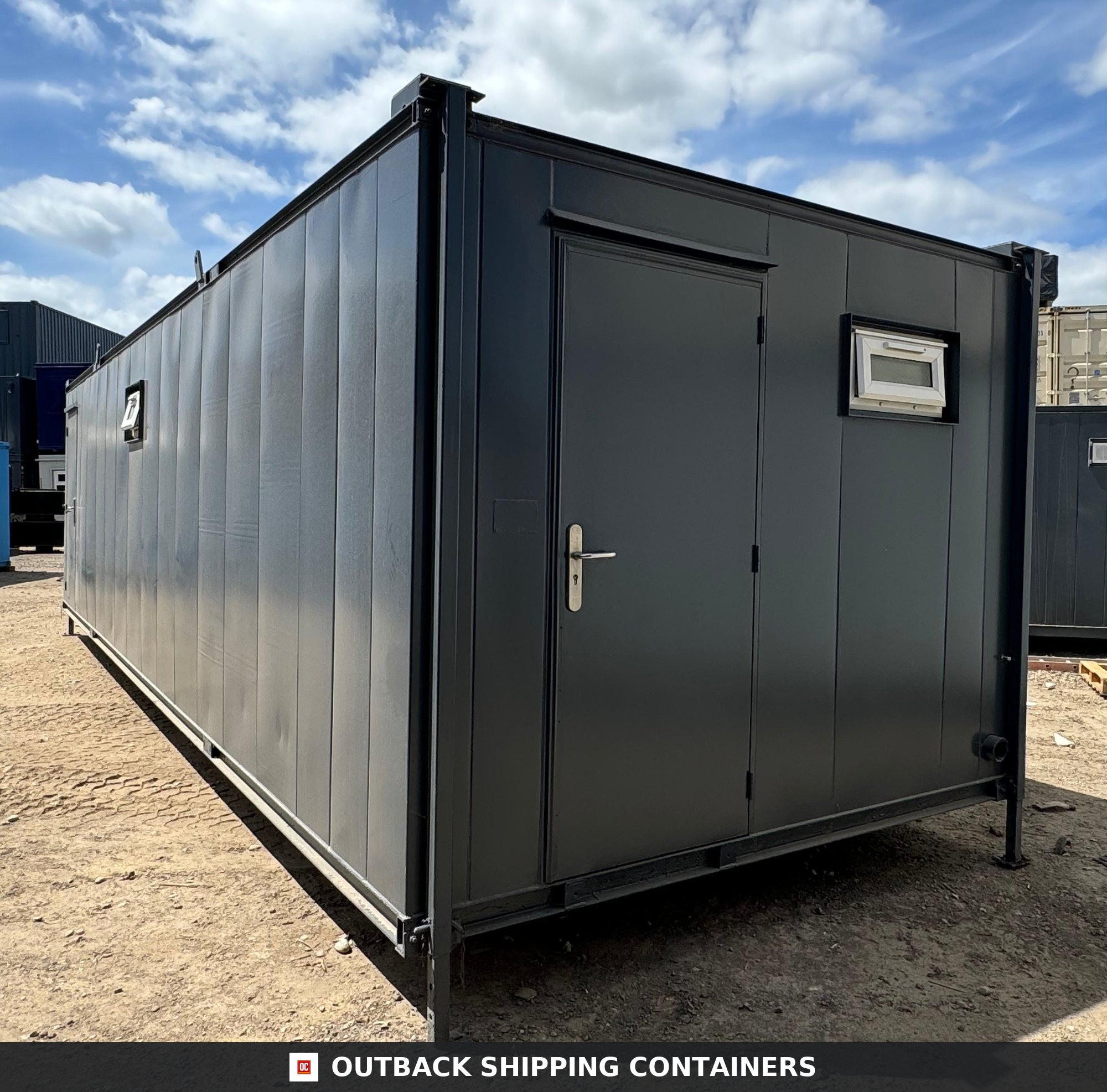 32 x 10 ft for Sale — Rear Exterior View | Outback Shipping Containers 32 x 10 ft — 6+1 Toilet Block — Anti-Vandal Portable Toilet Block — No 1070 — product gallery image 3 of 19