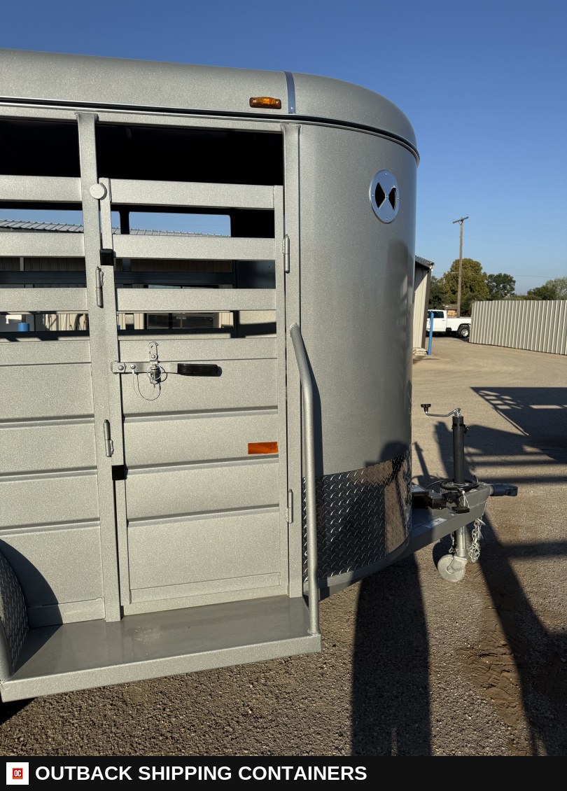 2026 W-W Trailer AA 5X14 Stock / Stock Combo Trailer — Three-Quarter Front Angle | Outback Shipping Containers 2026 W-W Trailer AA 5X14 Stock / Stock Combo Trailer for sale — three-quarter front angle