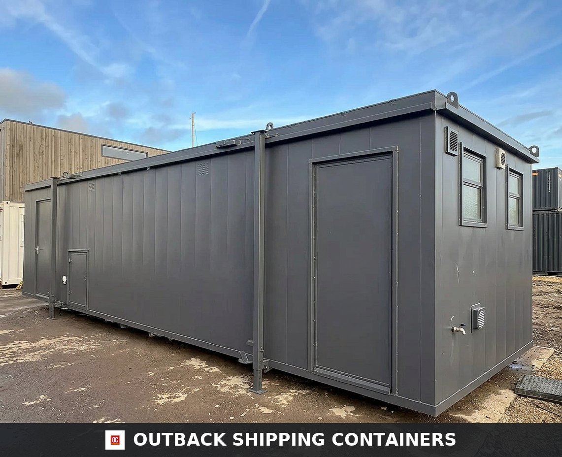 32 x 10 ft Custom Cabin for Sale — Interior View | Outback Shipping Containers 32 x 10 ft Custom Cabin — Canteen/Office with New WC/Wash Room, Kitchenette, Meeting Room — No 725 — refurbished (image 5 of 6)