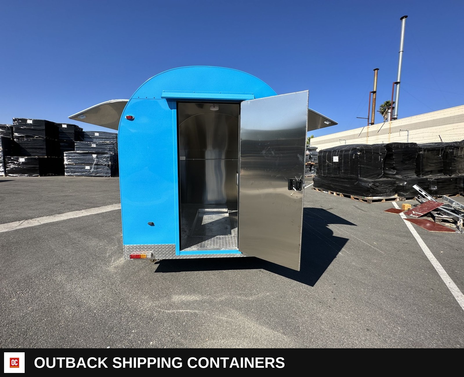 65 in Food Vending Trailer Mobile Concession Both windows FT40 — Rear Entry Door | Outback Shipping Containers 65 in Food Vending Trailer Mobile Concession Both windows FT40 for sale — rear entry door