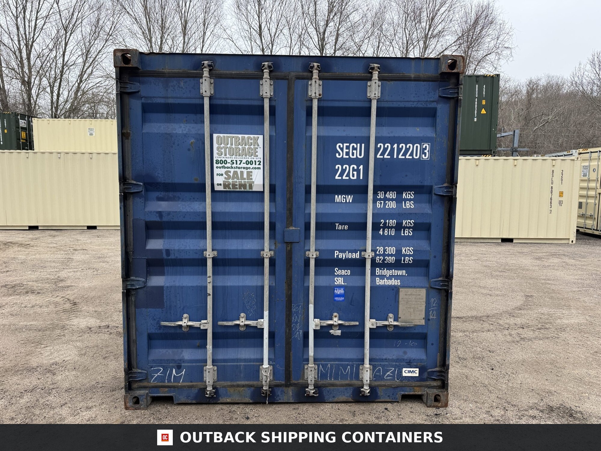 20ft Used Shipping Container – Wind & Watertight – Blue — 20ft — used (image 3 of 12)