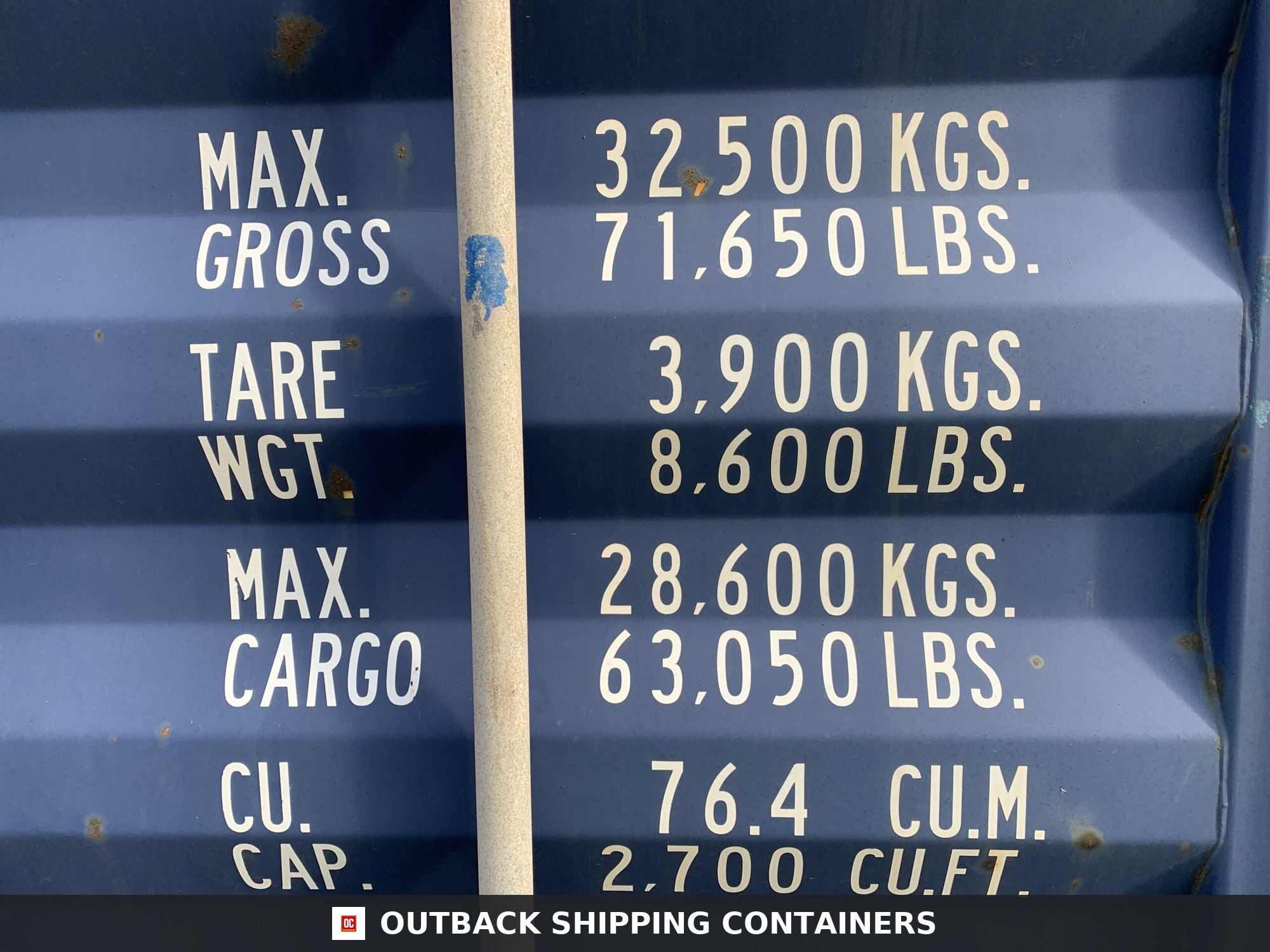 40ft As-Is High Cube Shipping Container for Sale — Interior View | Outback Shipping Containe 3 40ft As-Is High Cube Shipping Container – Wind & Watertight – Blue — 40ft — as_is (image 5 of 12)