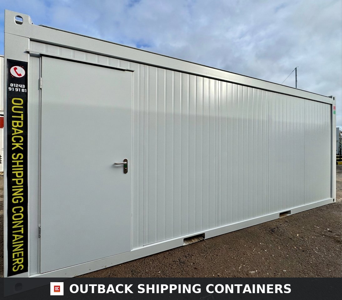 Toilet Block for Sale — Window and Shutter Detail | Outback Shipping Containers Toilet Block — 5 WC / 5 Basins / 4 Urinals — 20 x 8 ft NEW Portable — Grey — No 797 — product gallery image 8 of 19