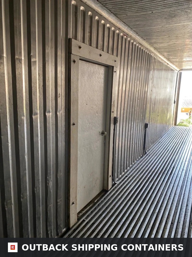 Used 40ft Refrigerated Shipping Container — Rear Exterior View | Outback Shipping Containers Used 40ft Refrigerated Shipping Container – With Custom Side Door Access — 40ft refrigerated container (image 4 of 6)