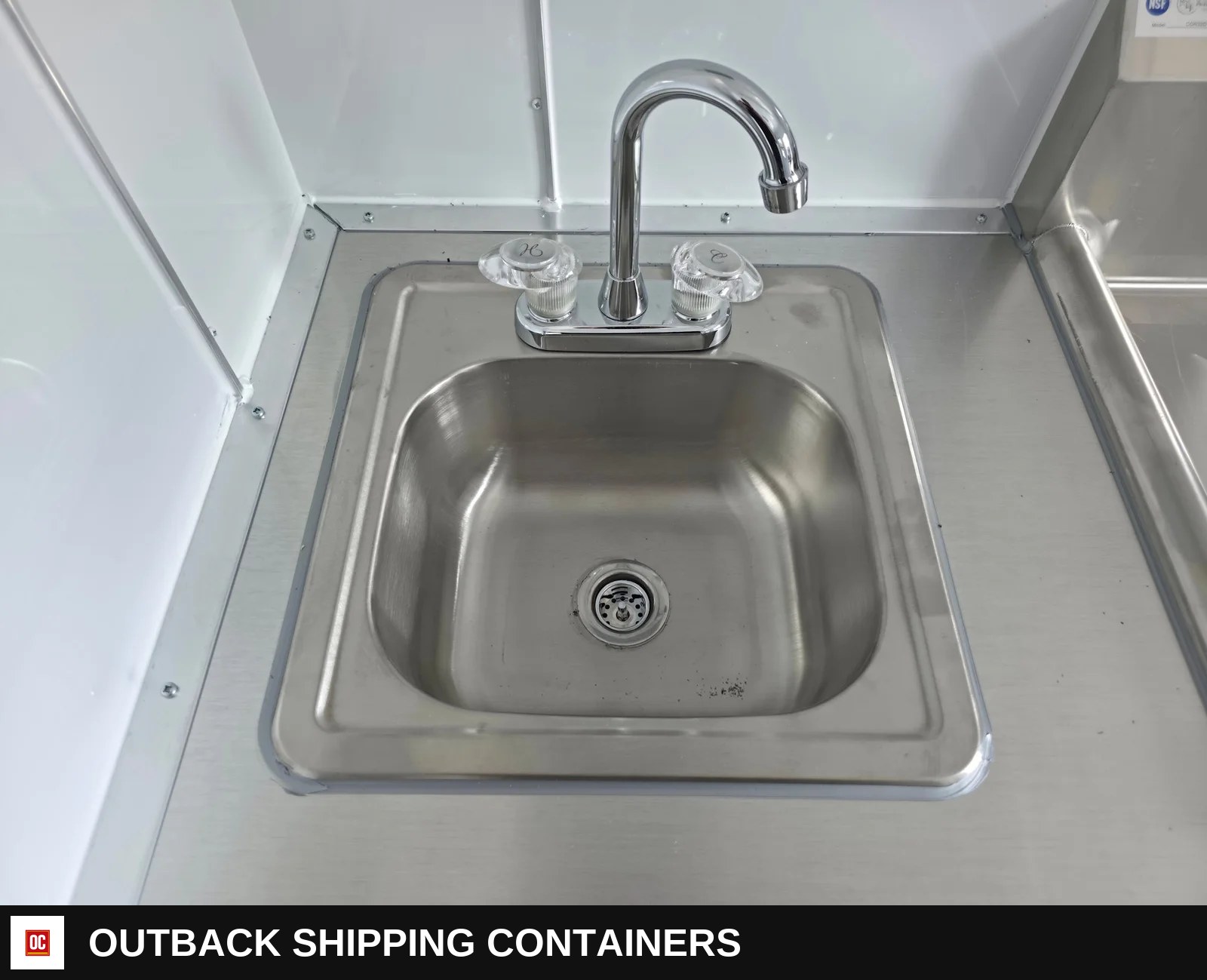 7 x 12 Water Blue Flat Front Concession Catering Trailer — Equipment And Appliance Detail | Outback Shipping Containers 7 x 12 Water Blue Flat Front Concession Catering Trailer for sale — equipment and appliance detail