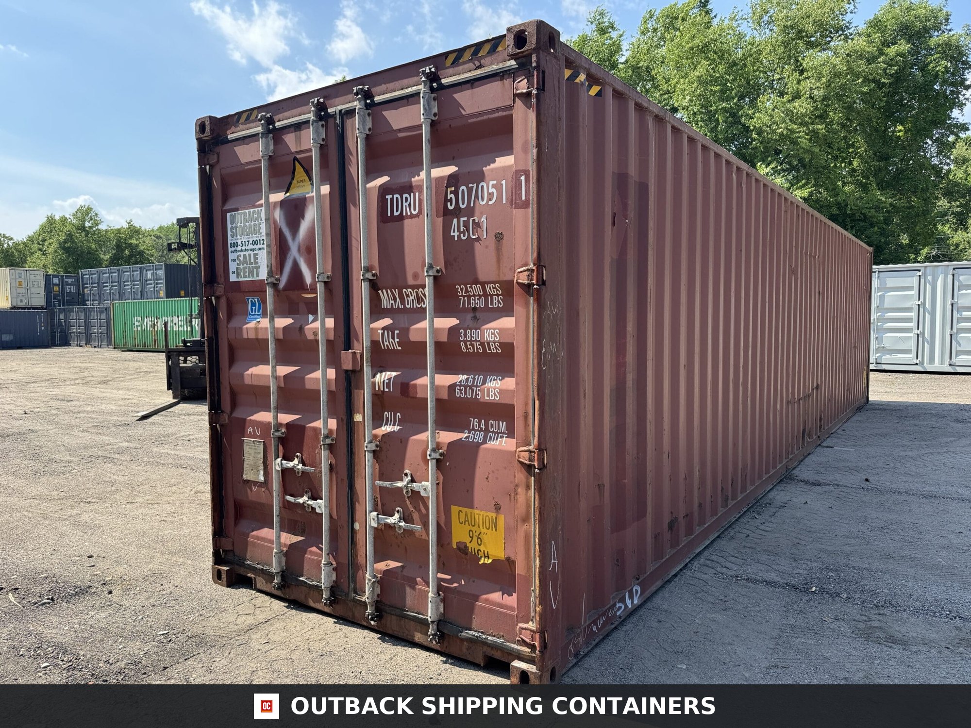 40ft Used High Cube Shipping Container — Door and Entry Detail | Outback Shipping Containers 40ft Used High Cube Shipping Container – Wind & Watertight – Red — 40ft — used (image 7 of 12)