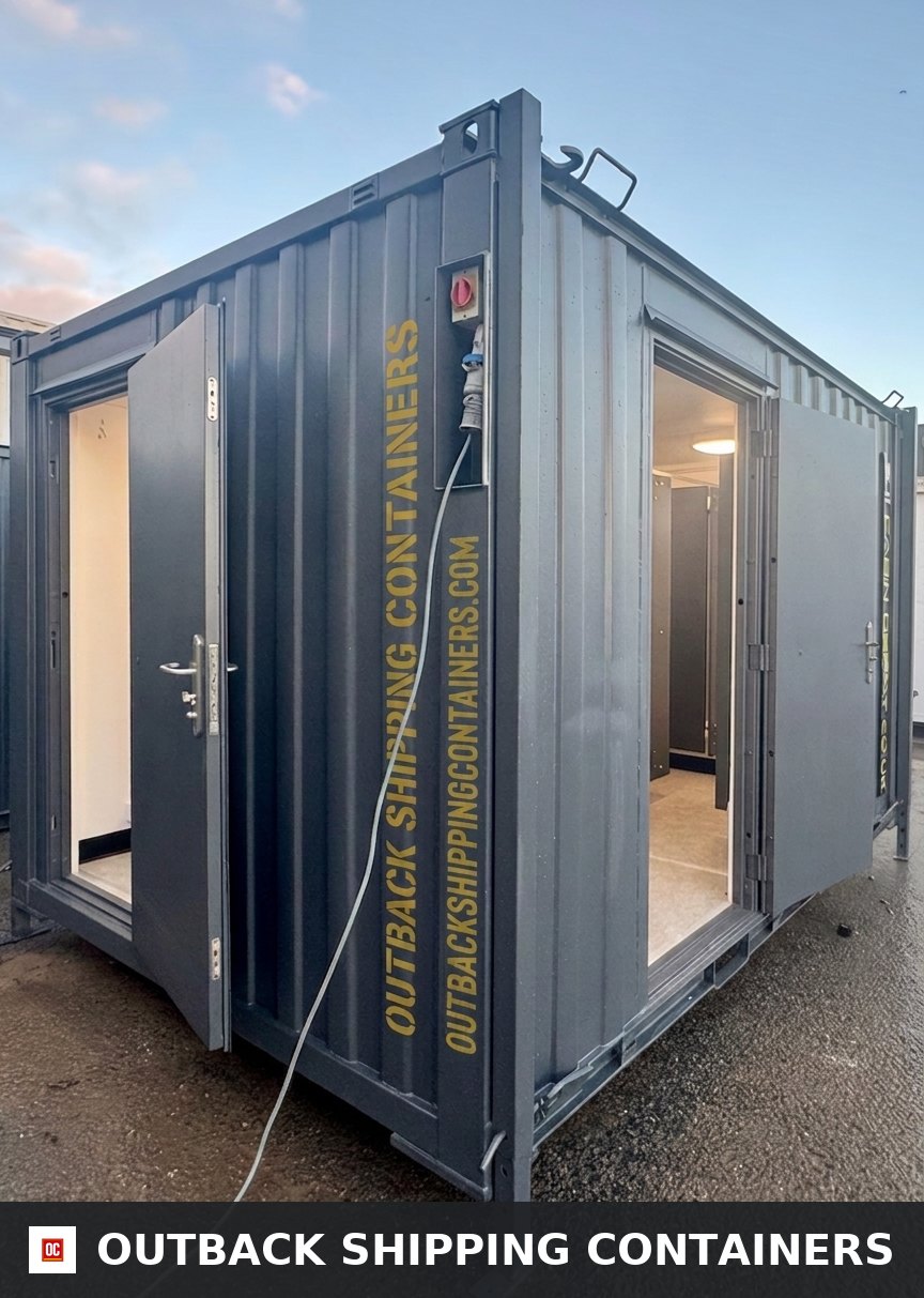 12 x 9 ft Anti-Vandal for Sale — Door and Entry Detail | Outback Shipping Containers 12 x 9 ft Anti-Vandal — 2 + 1 Toilet Block — Premium Portable Welfare — No 1506 — product gallery image 6 of 19
