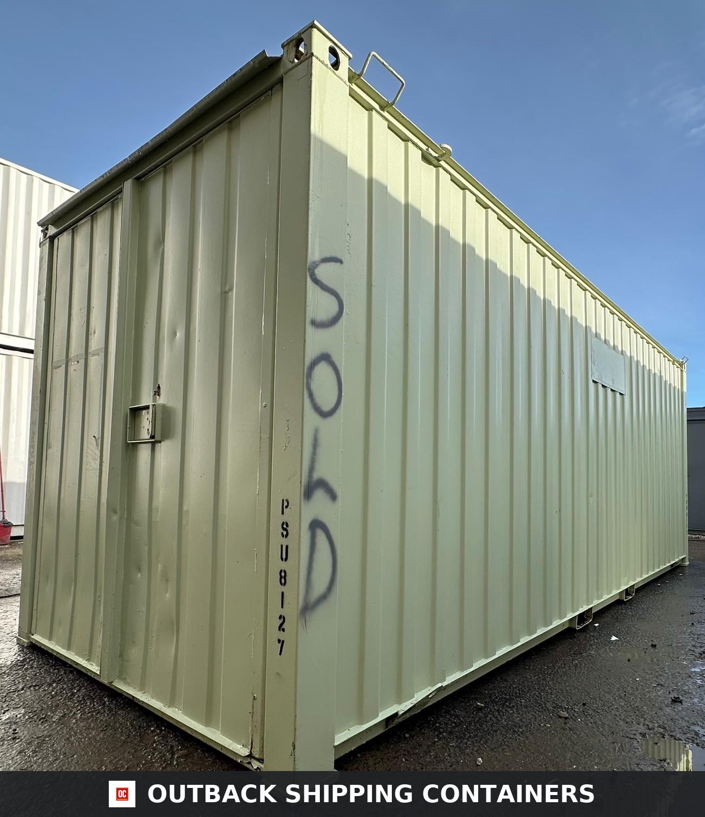 21x8ft for Sale — Rear Exterior View | Outback Shipping Containers 2 3 4 5 6 7 21x8ft — Office & Storage Unit 50/50 Split — Cabin / Container Store — Portable Anti-Vandal Building - image 3