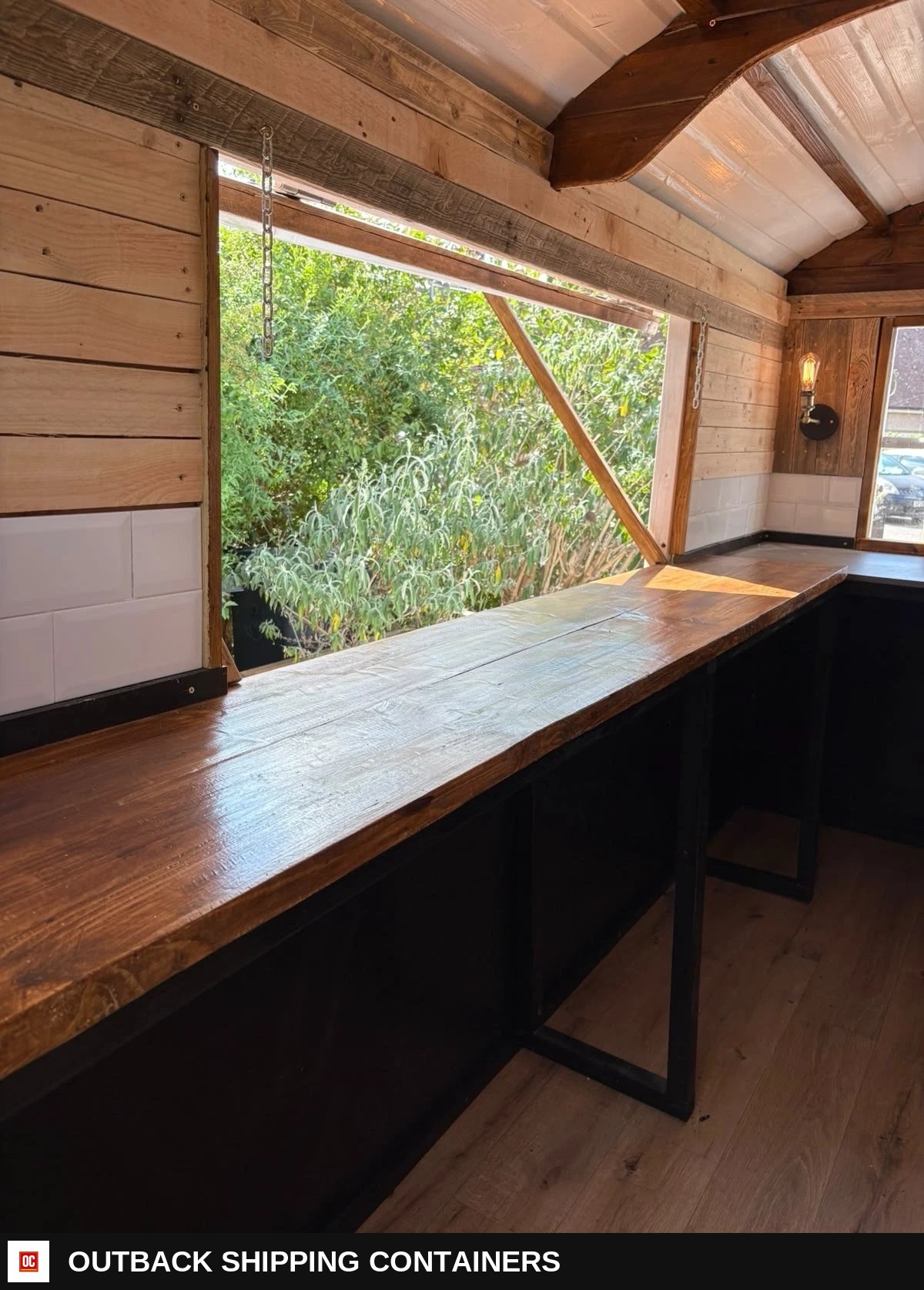 Unique rustic catering trailer horsebox shepherds hut style food drinks — Interior Kitchen Layout | Outback Shipping Containers Unique rustic catering trailer horsebox shepherds hut style food drinks for sale — interior kitchen layout