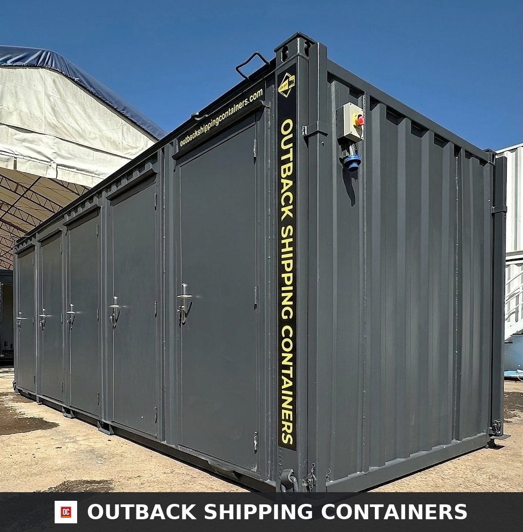 Toilet Block for Sale — Interior Detail | Outback Shipping Containers 2 Toilet Block — 20 x 8 ft — 5 Bays Anti-Vandal Portable — No 1432 — product gallery image 5 of 13