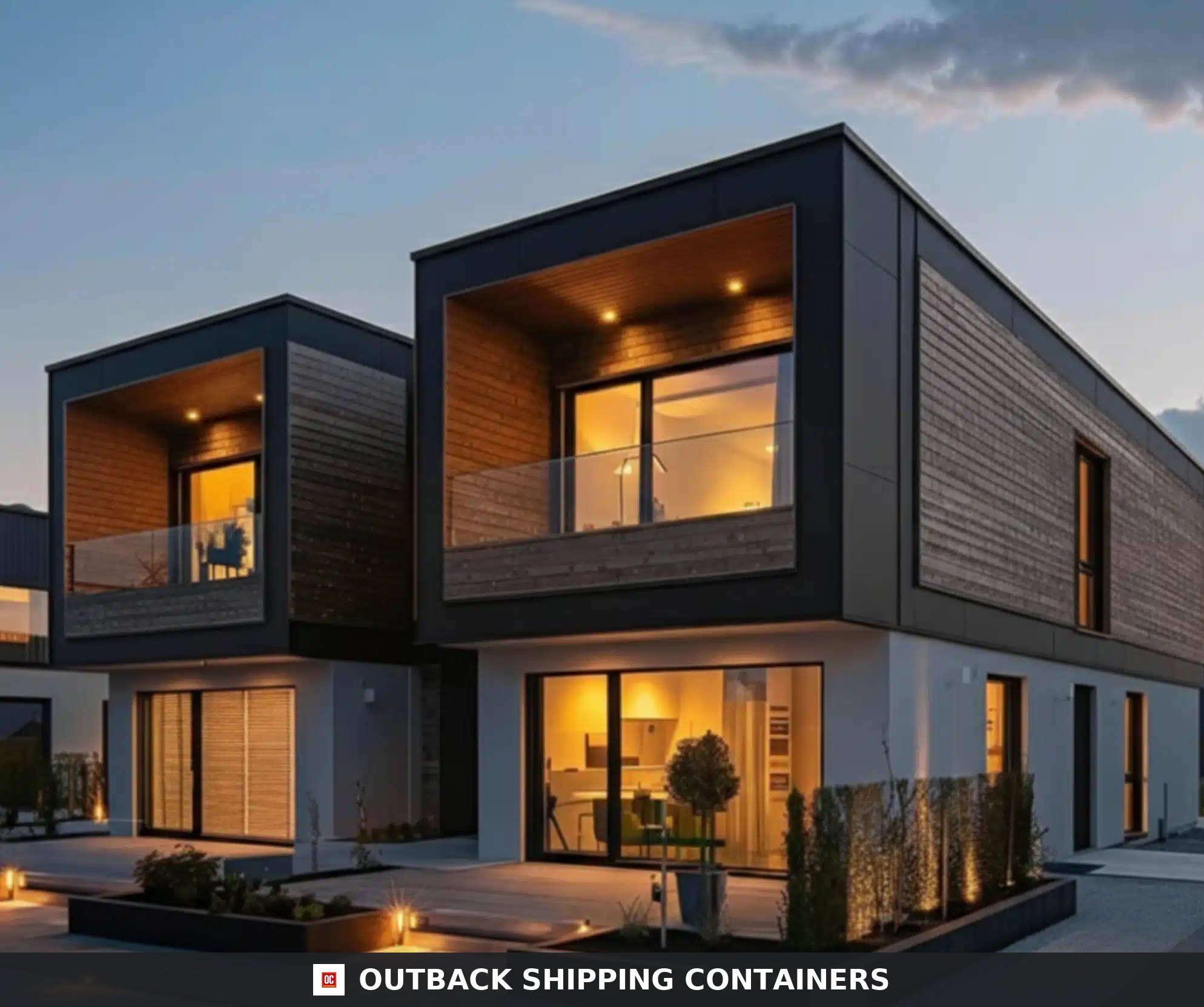 Angled front exterior view of the Luxury 3 Bedroom Prefabricated Modular Container Home Villa