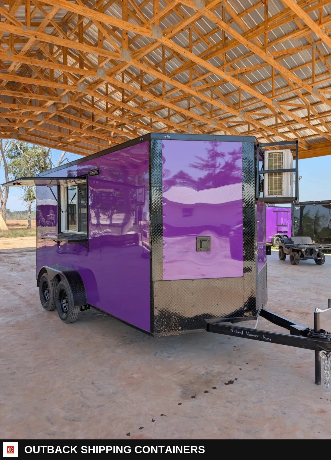7x14TA Coast to Coast Concession Trailer Purple Blackout Package for sale — front exterior view