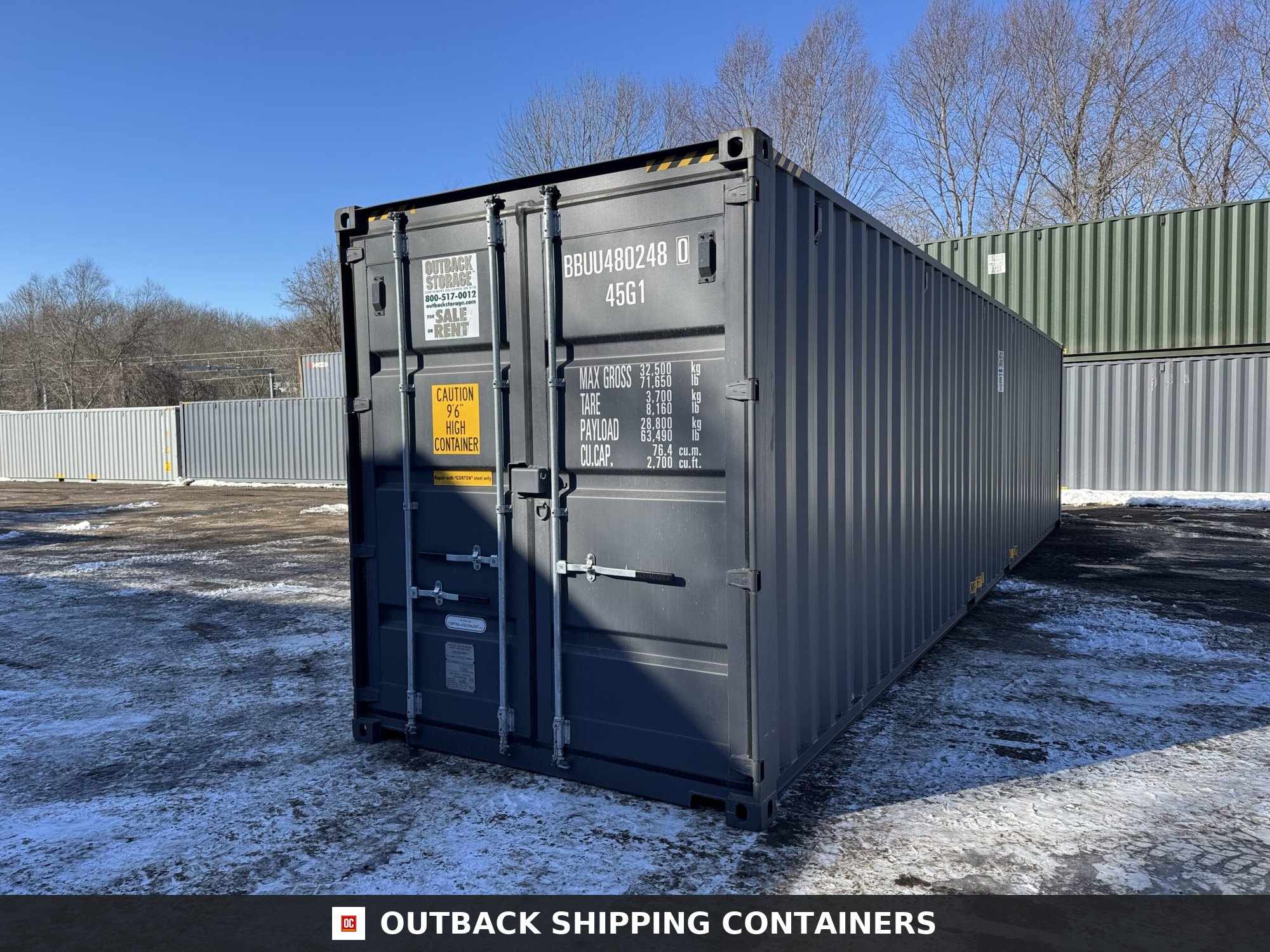 40ft New High Cube Shipping Container – Wind & Watertight – Gray — 40ft — new (image 1 of 12)