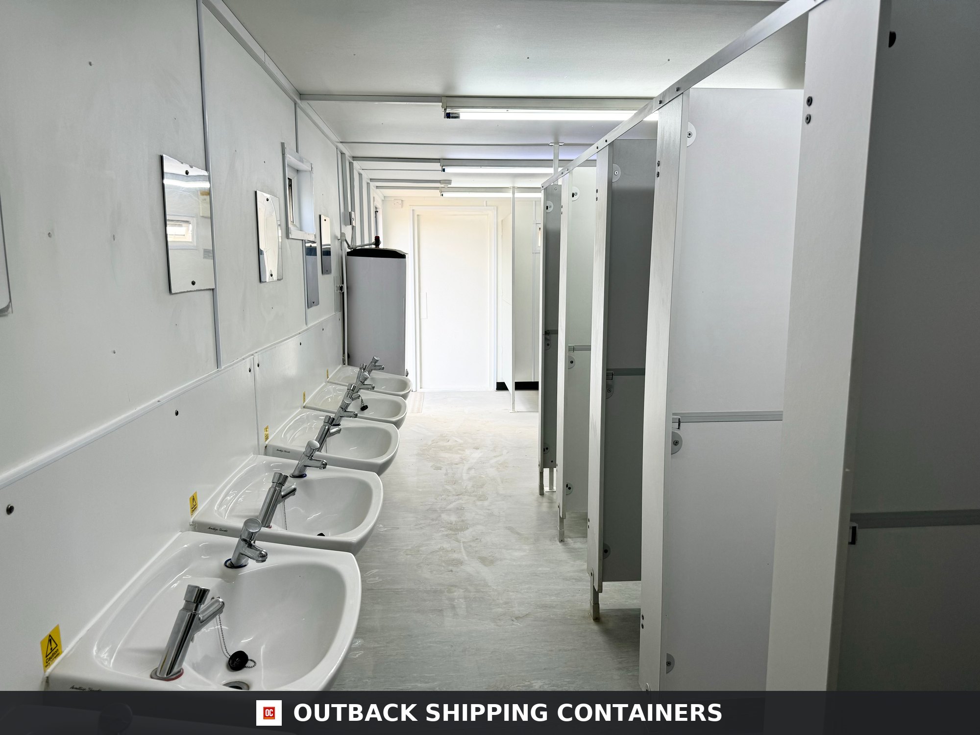 32 x 10 ft for Sale — Door and Entry Detail | Outback Shipping Containers 32 x 10 ft — 6+1 Toilet Block — Anti-Vandal Portable Toilet Block — No 1070 — product gallery image 6 of 19