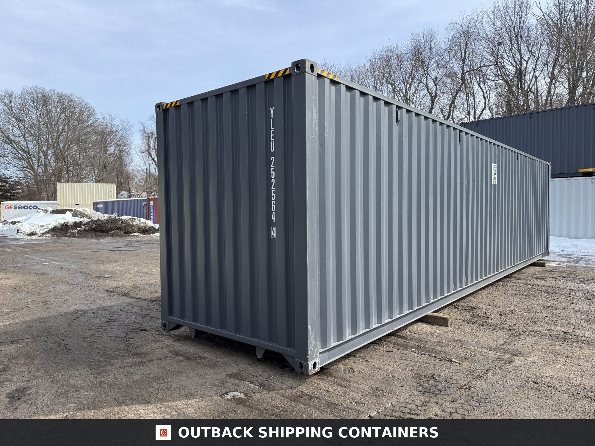 40ft New High Cube Shipping Container — Three-Quarter Angle View | Outback Shipping Containe 15 40ft New High Cube Shipping Container – Wind & Watertight – Dk Gray — 40ft — new (image 3 of 12)
