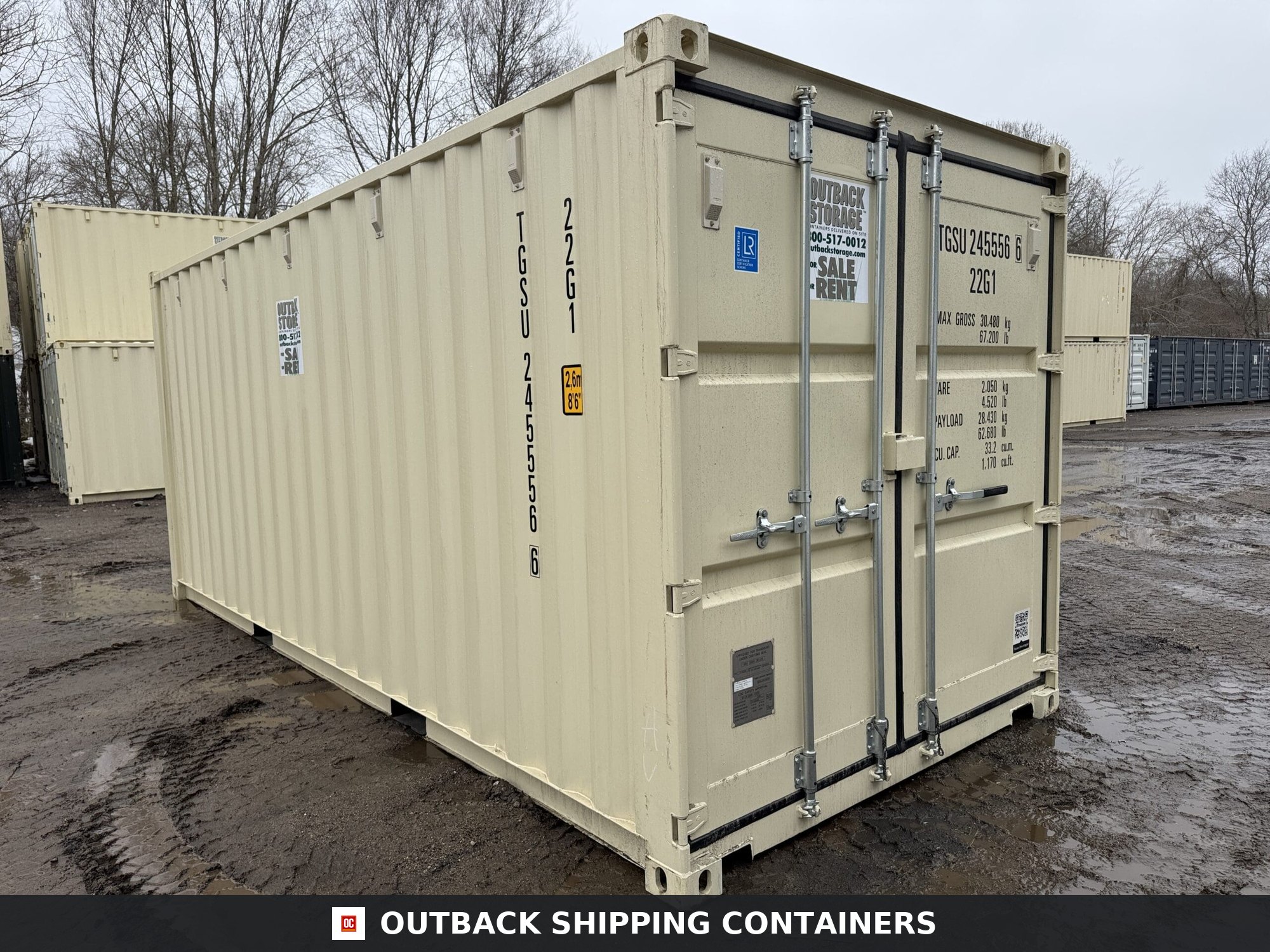 20ft New Shipping Container – Wind & Watertight – Beige — 20ft — new (image 1 of 12)