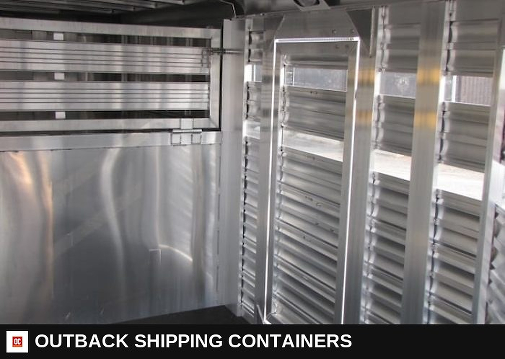 2023 Adams Trailers 16' All Aluminum Stock Trailer — Interior Floor And Walls | Outback Shipping Containers 2023 Adams Trailers 16' All Aluminum Stock Trailer for sale — interior floor and walls