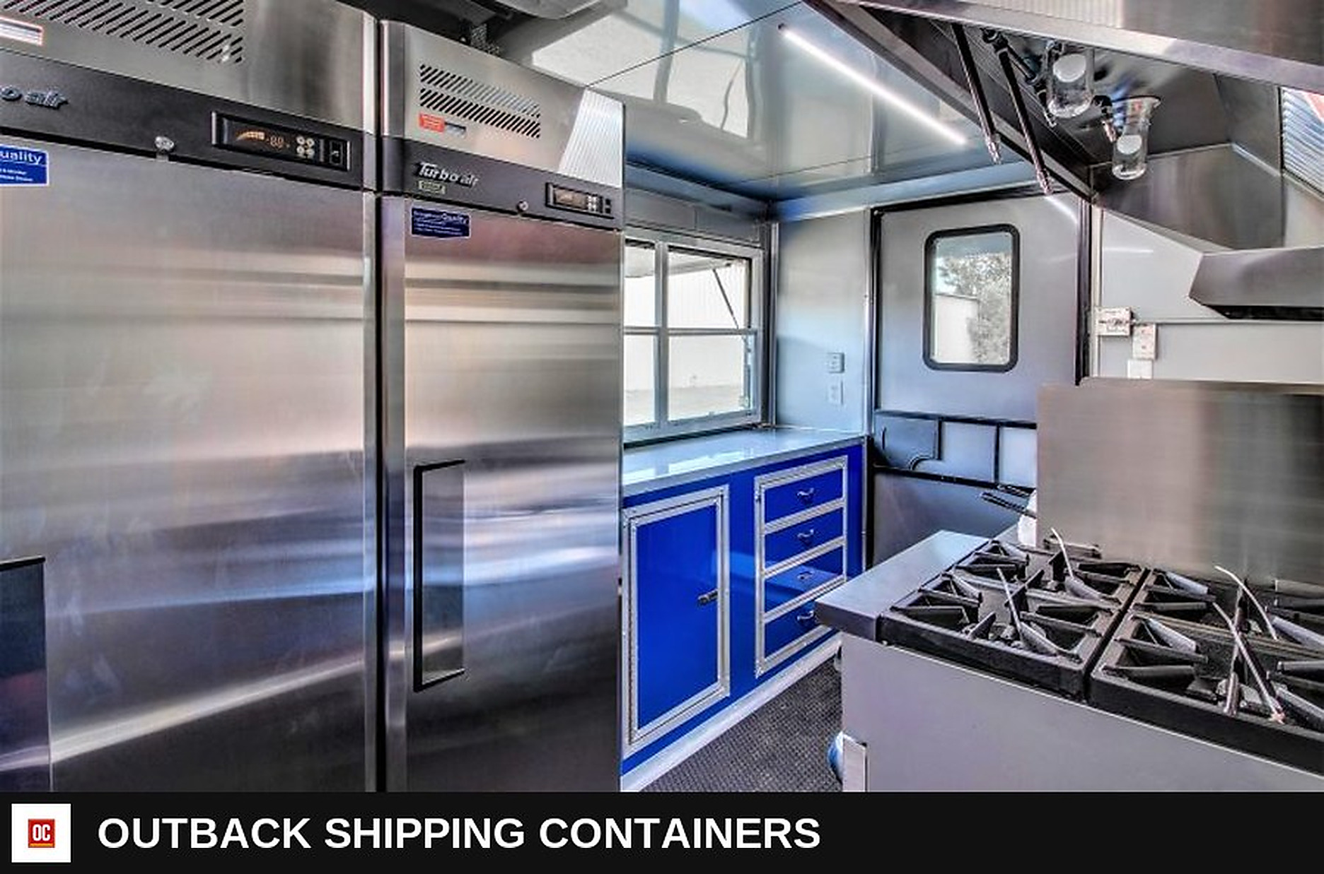 8.5x20 Blackout BBQ Trailer for sale — three-quarter front angle