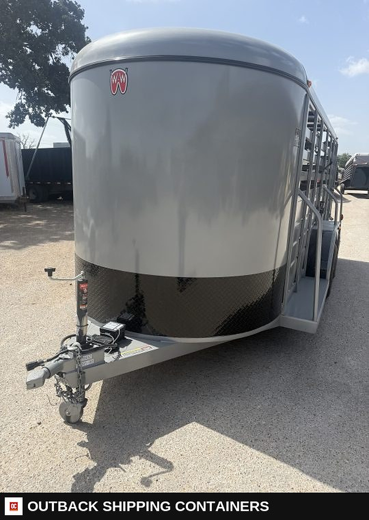 2026 WW AA 6X16 Livestock Stock Combo Trailer — Three-Quarter Front Angle | Outback Shipping Containers 2026 WW AA 6X16 Livestock Stock Combo Trailer for sale — three-quarter front angle