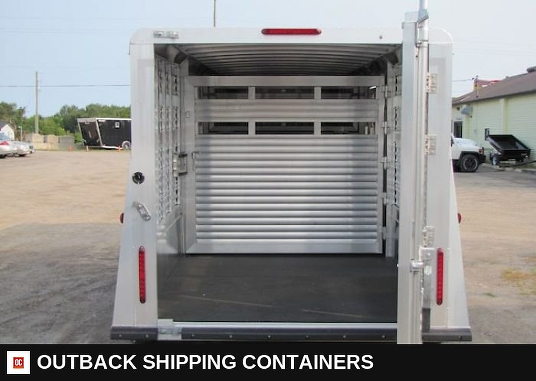 2023 Adams Trailers 16' All Aluminum Stock Trailer — Gate Latch And Hardware Detail | Outback Shipping Containers 2023 Adams Trailers 16' All Aluminum Stock Trailer for sale — gate latch and hardware detail