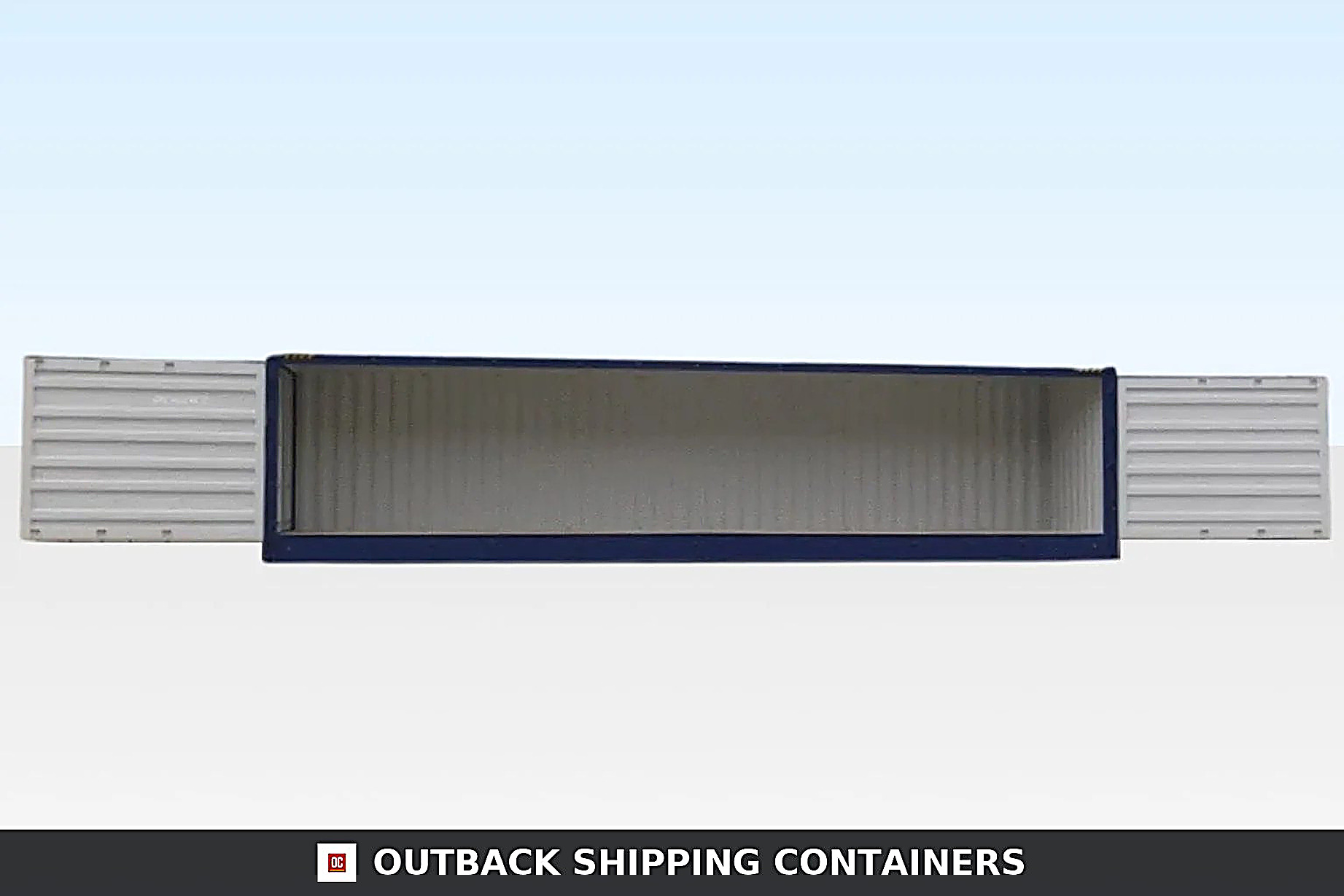 40ft high cube container with full side access doors open showing hollow interior