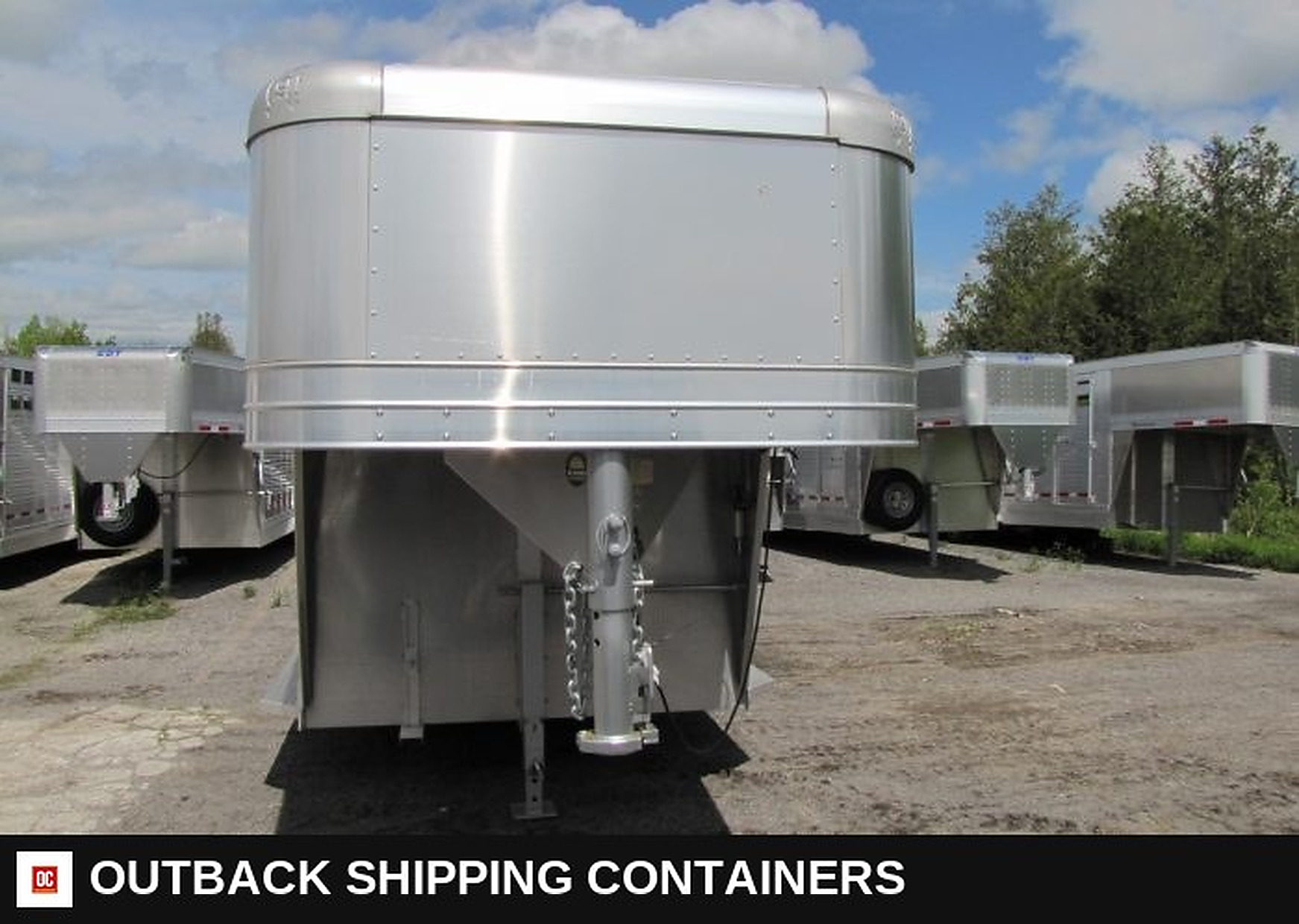 2023 Adams Trailers 16' Gooseneck Aluminum Stock Trailer — Driver-Side Profile | Outback Shipping Containers 2023 Adams Trailers 16' Gooseneck Aluminum Stock Trailer for sale — driver-side profile