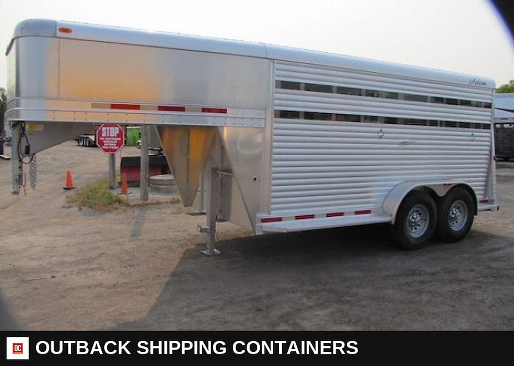2023 Adams Trailers 16' All Aluminum Stock Trailer — Driver-Side Profile | Outback Shipping Containers 2023 Adams Trailers 16' All Aluminum Stock Trailer for sale — driver-side profile