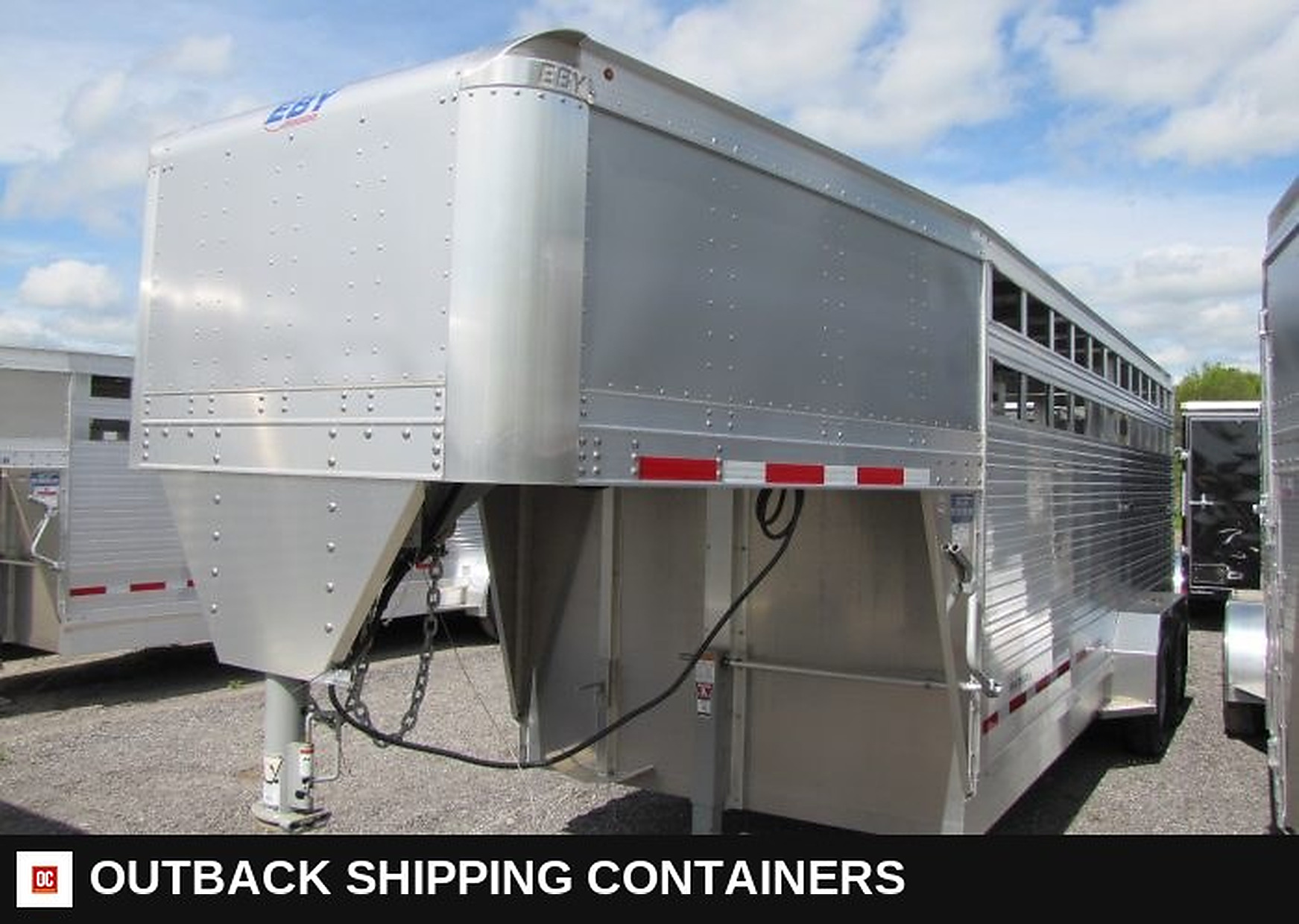 2023 EBY Maverick LS 20' Gooseneck Livestock Trailer — Gate Latch And Hardware Detail | Outback Shipping Containers 2023 EBY Maverick LS 20' Gooseneck Livestock Trailer for sale — gate latch and hardware detail