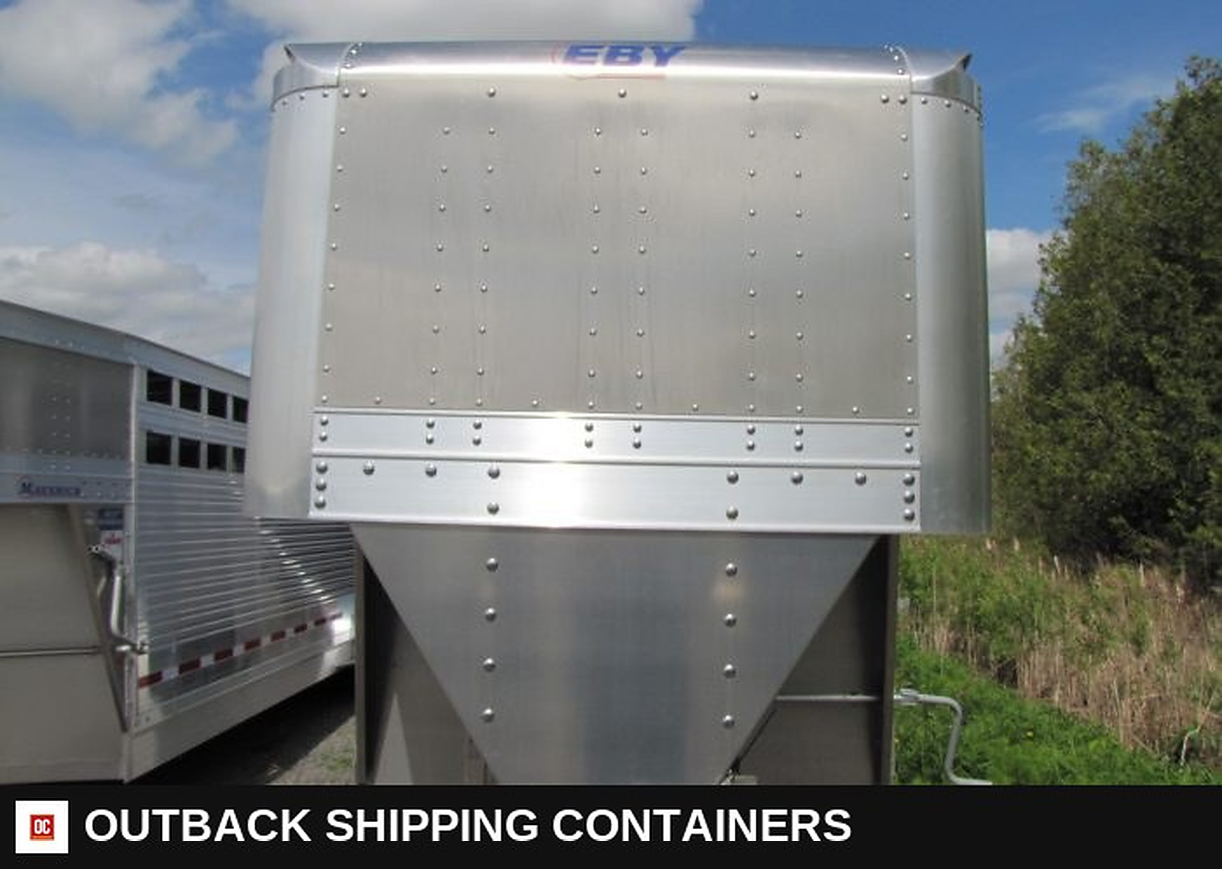 2023 EBY Maverick 20' Aluminum Gooseneck Livestock Trailer — Center Divider Gate | Outback Shipping Containers 2023 EBY Maverick 20' Aluminum Gooseneck Livestock Trailer for sale — center divider gate
