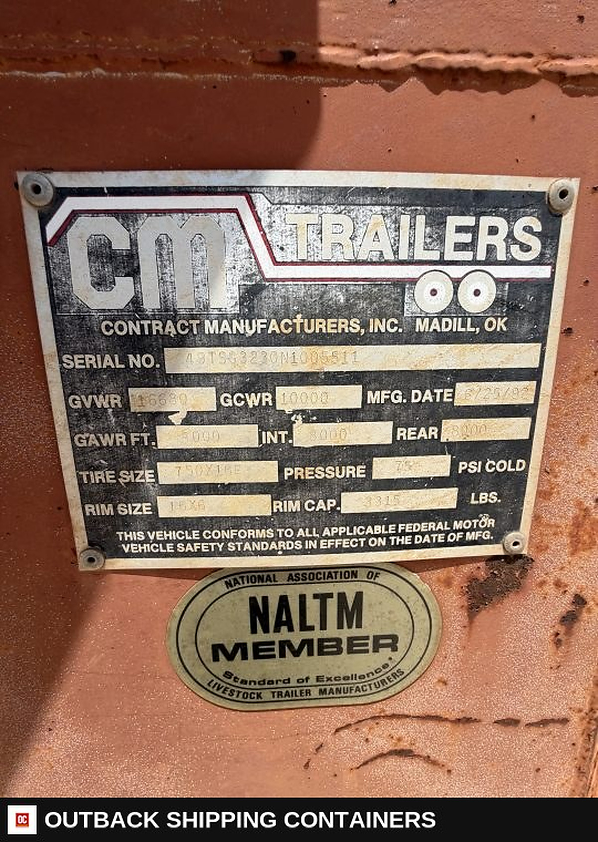 1992 CM Trailers 32' Livestock Stock Combo Trailer — Three-Quarter Front Angle | Outback Shipping Containers 1992 CM Trailers 32' Livestock Stock Combo Trailer for sale — three-quarter front angle