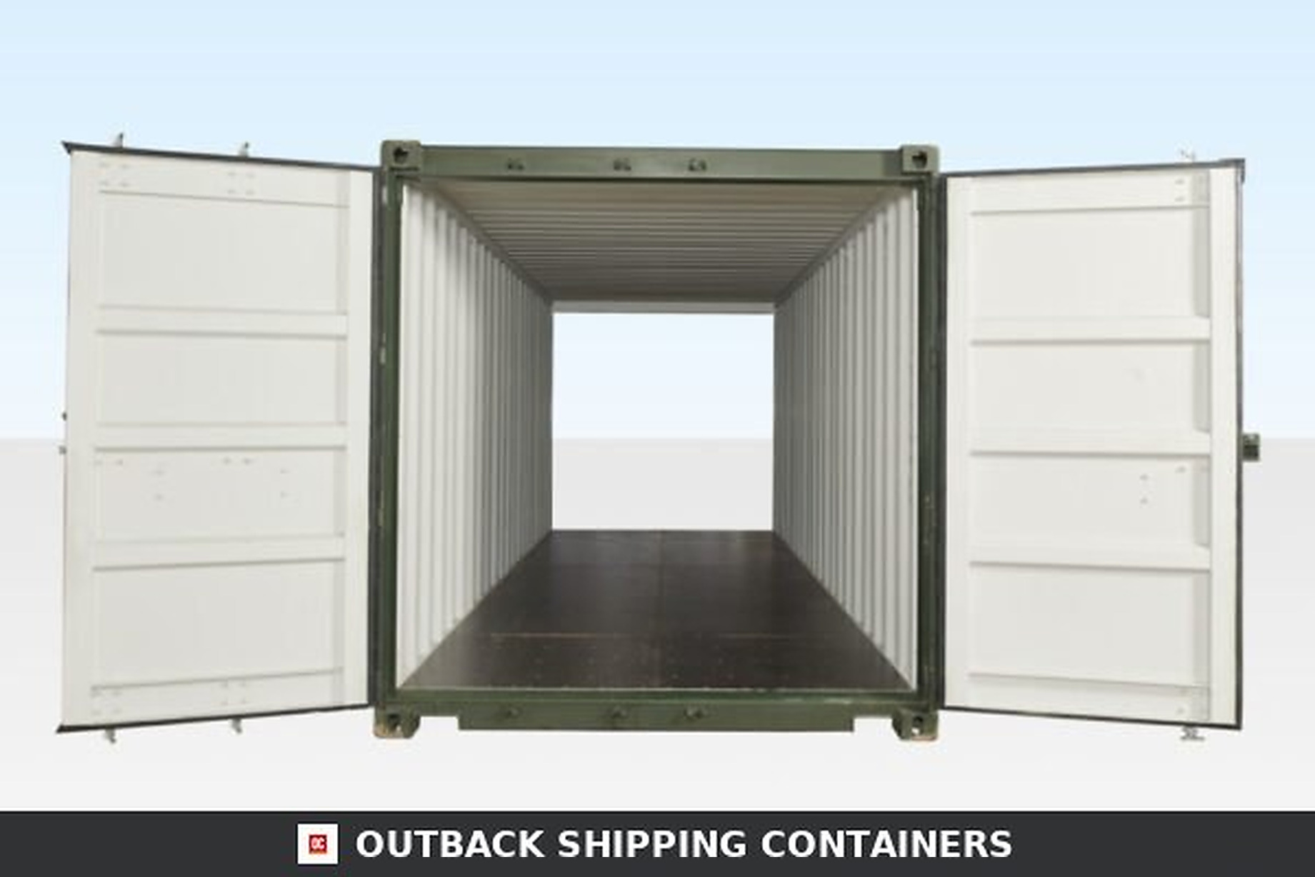 20Ft X 8Ft Tunnel Container (Double End Door) One Trip for Sale — Rear Exterior View 20ft tunnel container interior view with both sets of double end doors open showing the drive-through tunnel design