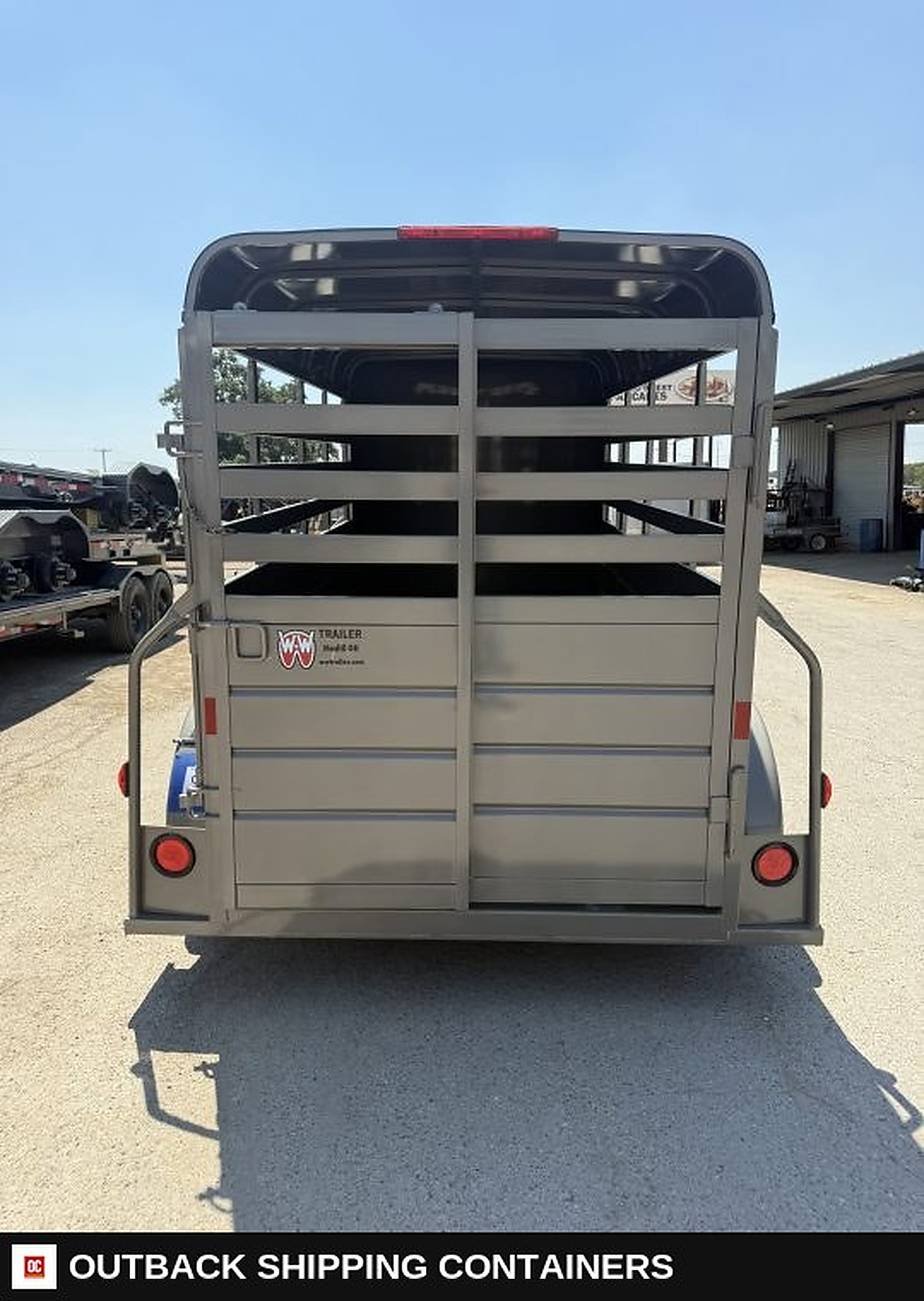 2027 WW AA 5X12 Livestock Stock Combo Trailer — Coupler And Hitch Detail | Outback Shipping Containers 2027 WW AA 5X12 Livestock Stock Combo Trailer for sale — coupler and hitch detail