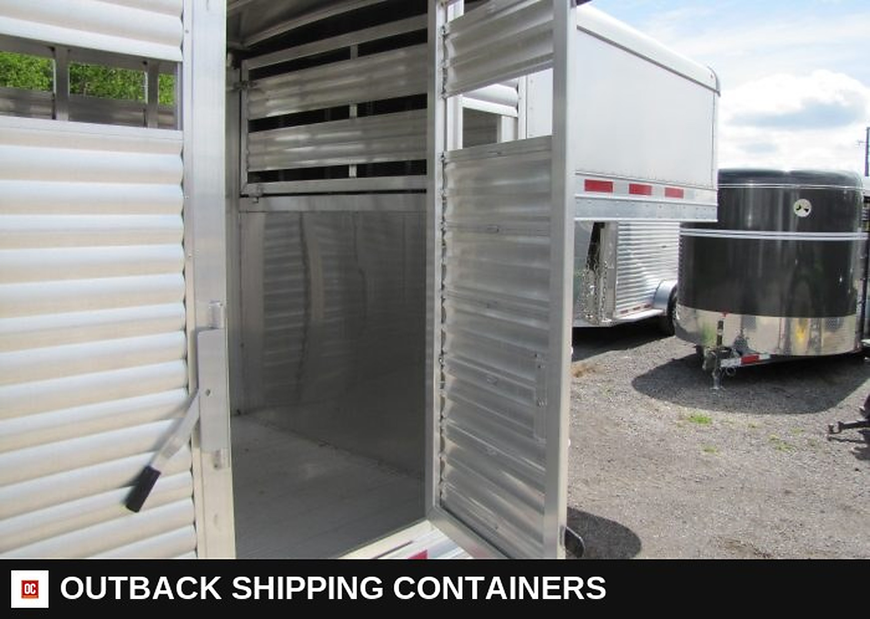 2023 Adams Trailers 16' Gooseneck Aluminum Stock Trailer — Interior Floor And Walls | Outback Shipping Containers 2023 Adams Trailers 16' Gooseneck Aluminum Stock Trailer for sale — interior floor and walls