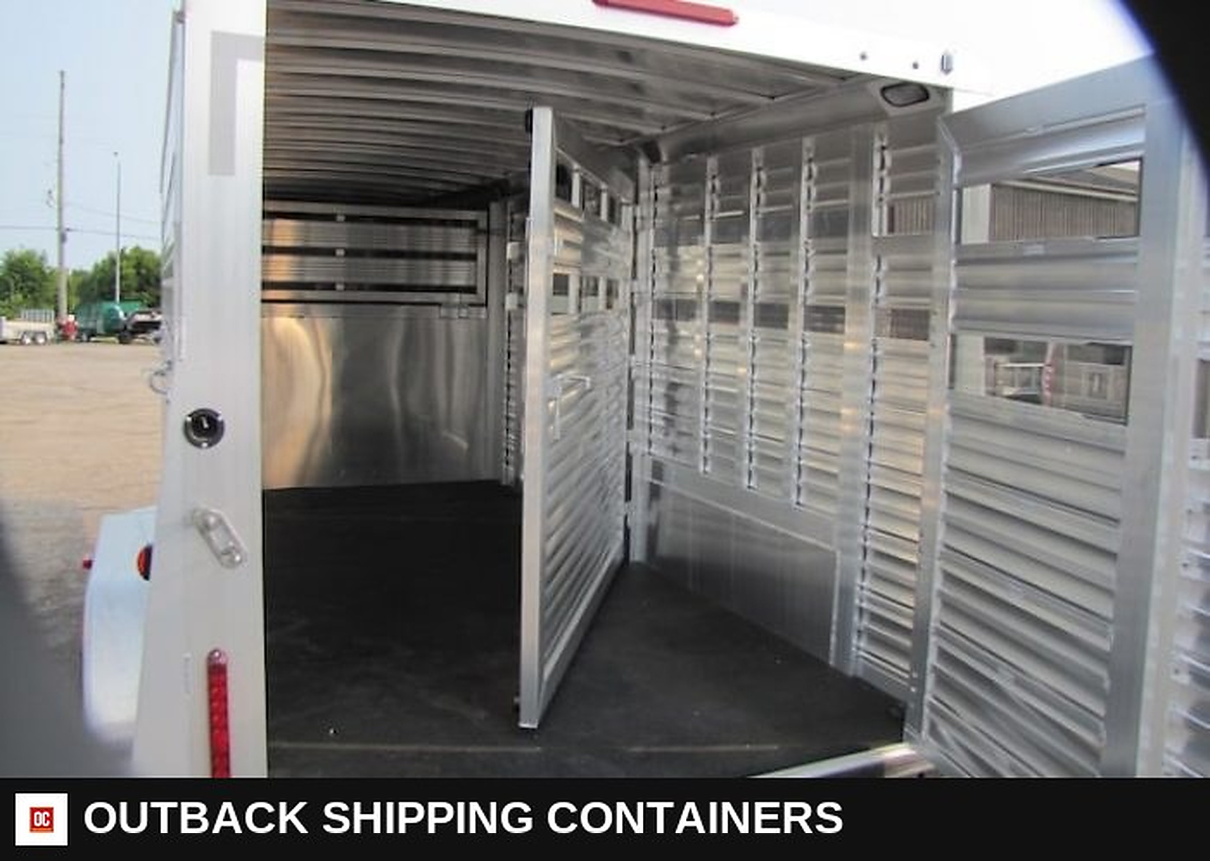 2023 Adams Trailers 16' All Aluminum Stock Trailer — Rear Doors And Gate | Outback Shipping Containers 2023 Adams Trailers 16' All Aluminum Stock Trailer for sale — rear doors and gate