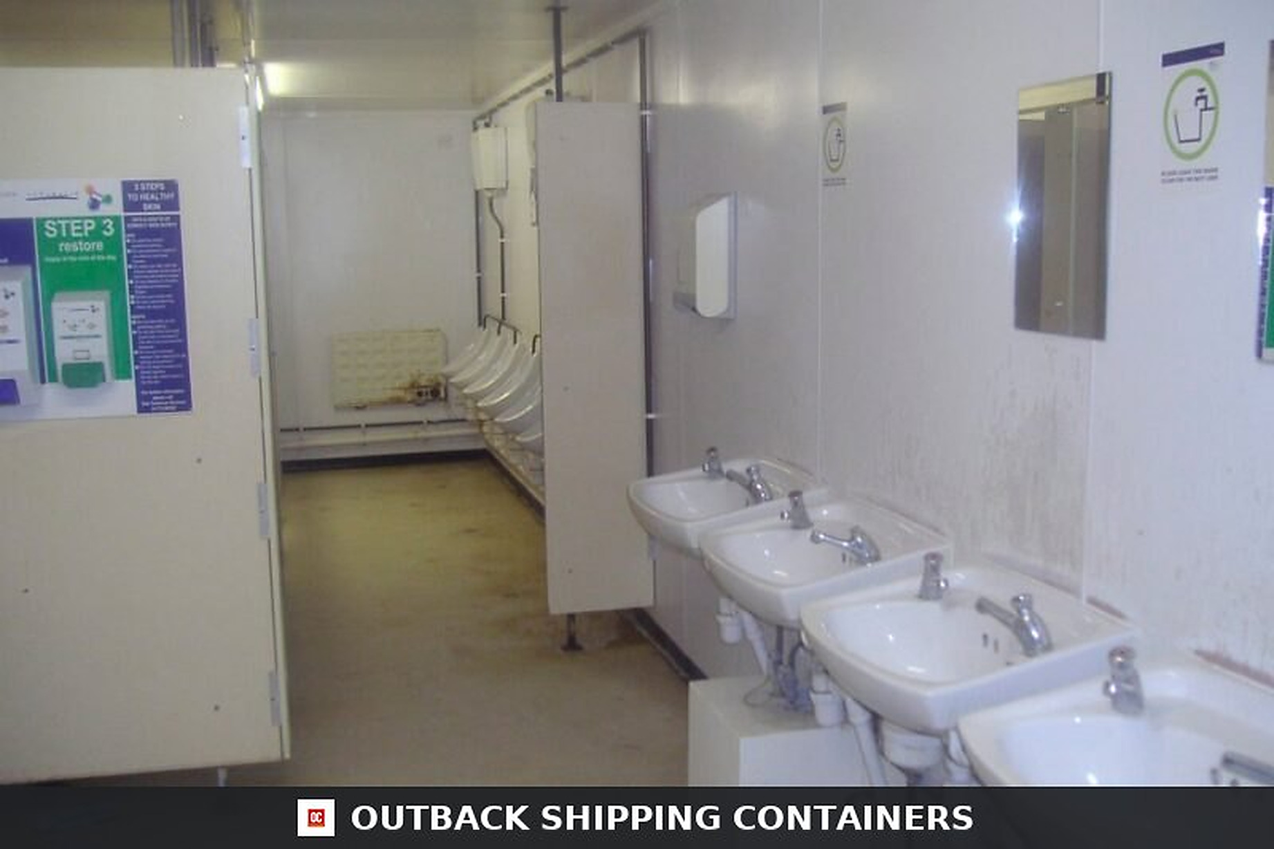 5+1 Steel Toilet Cabin 24FT x 9FT for Sale — Side Profile View | Outback Shipping Containers 5+1 Steel Toilet Cabin 24FT x 9FT — Outback Shipping Containers