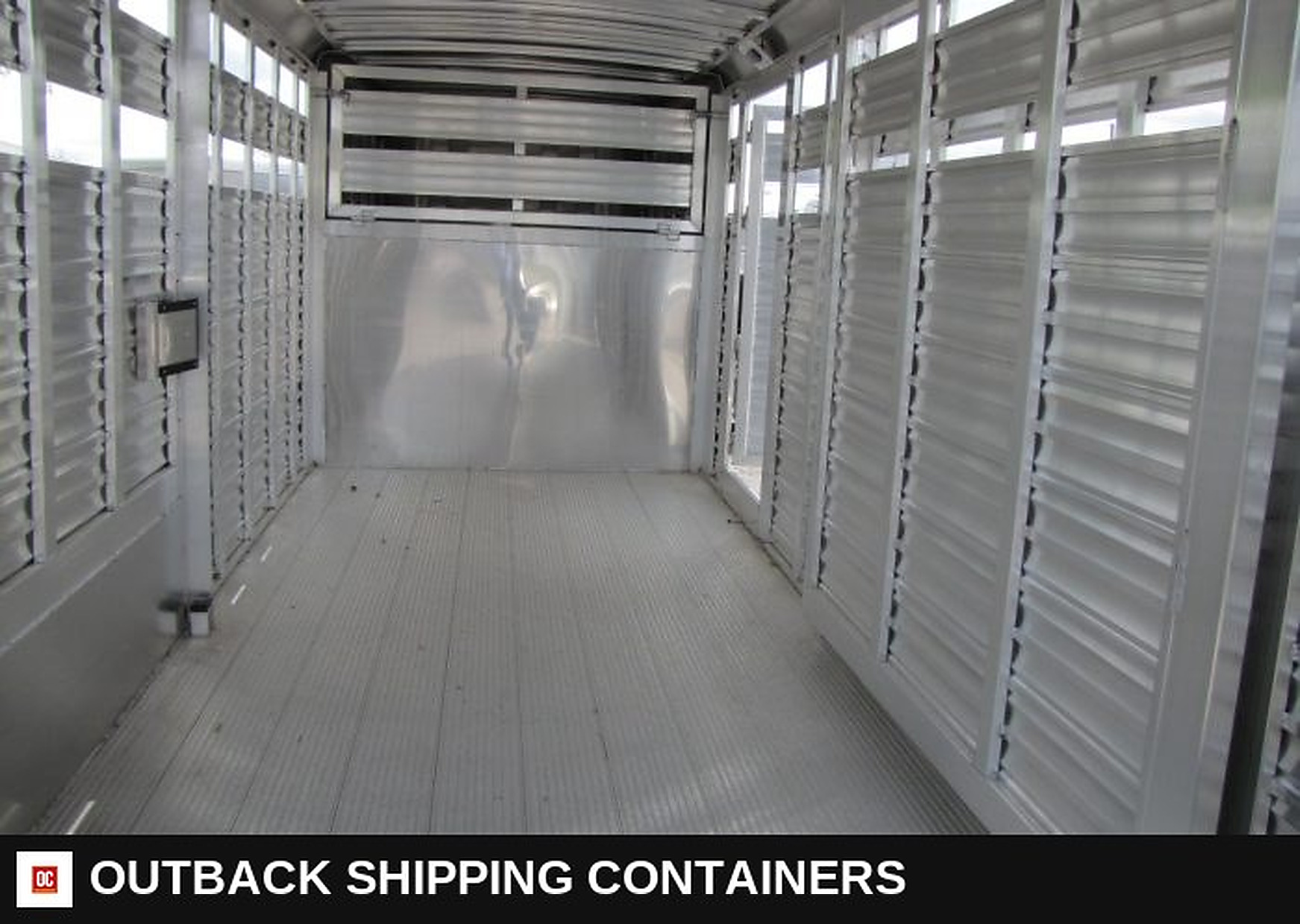 2023 Adams Trailers 16' Gooseneck Aluminum Stock Trailer — Gate Latch And Hardware Detail | Outback Shipping Containers 2023 Adams Trailers 16' Gooseneck Aluminum Stock Trailer for sale — gate latch and hardware detail