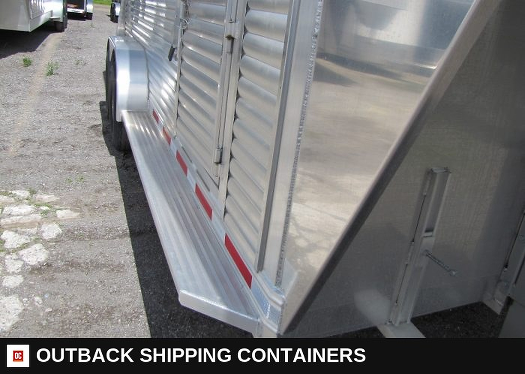 2023 Adams Trailers 16' Gooseneck Aluminum Stock Trailer — Rear Doors And Gate | Outback Shipping Containers 2023 Adams Trailers 16' Gooseneck Aluminum Stock Trailer for sale — rear doors and gate