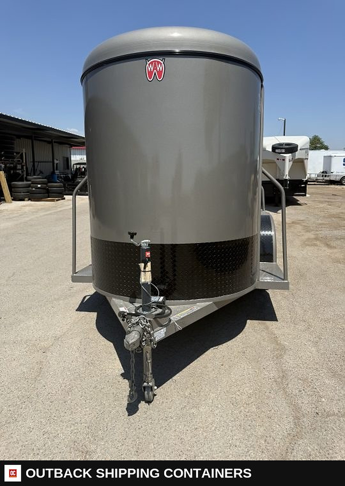 2027 WW AA 5X12 Livestock Stock Combo Trailer — Three-Quarter Front Angle | Outback Shipping Containers 2027 WW AA 5X12 Livestock Stock Combo Trailer for sale — three-quarter front angle