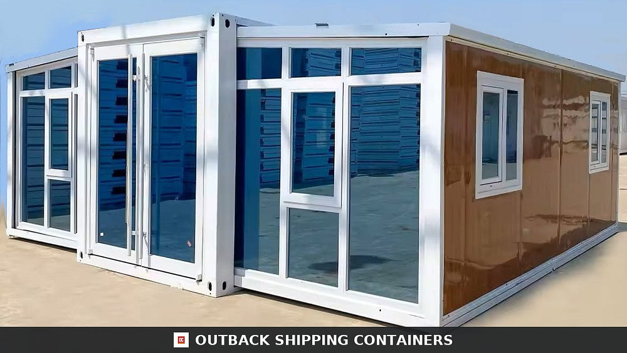 20FT Expandable Container Home — 2 Bedroom Beach-Side Cabin | Full Bath, Kitchen & Living Room | 385 SF 20ft expandable 2 bedroom container home 385 sq ft — hero exterior view of the expanded beach-side cabin