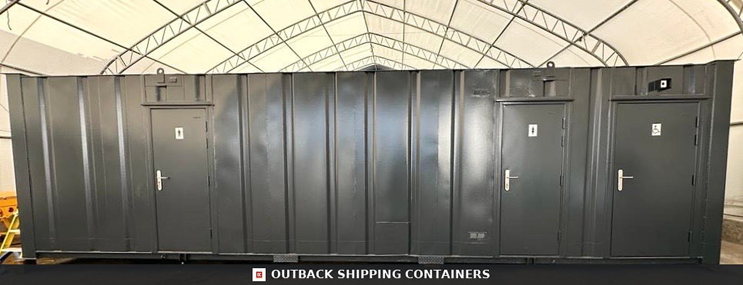 32 x 10 ft CUSTOM for Sale — Door and Entry Detail | Outback Shipping Containers 32 x 10 ft CUSTOM — Mens/Ladies + Disabled Access Toilet Block — Portable Welfare — No 1395 — product gallery image 7 of 16