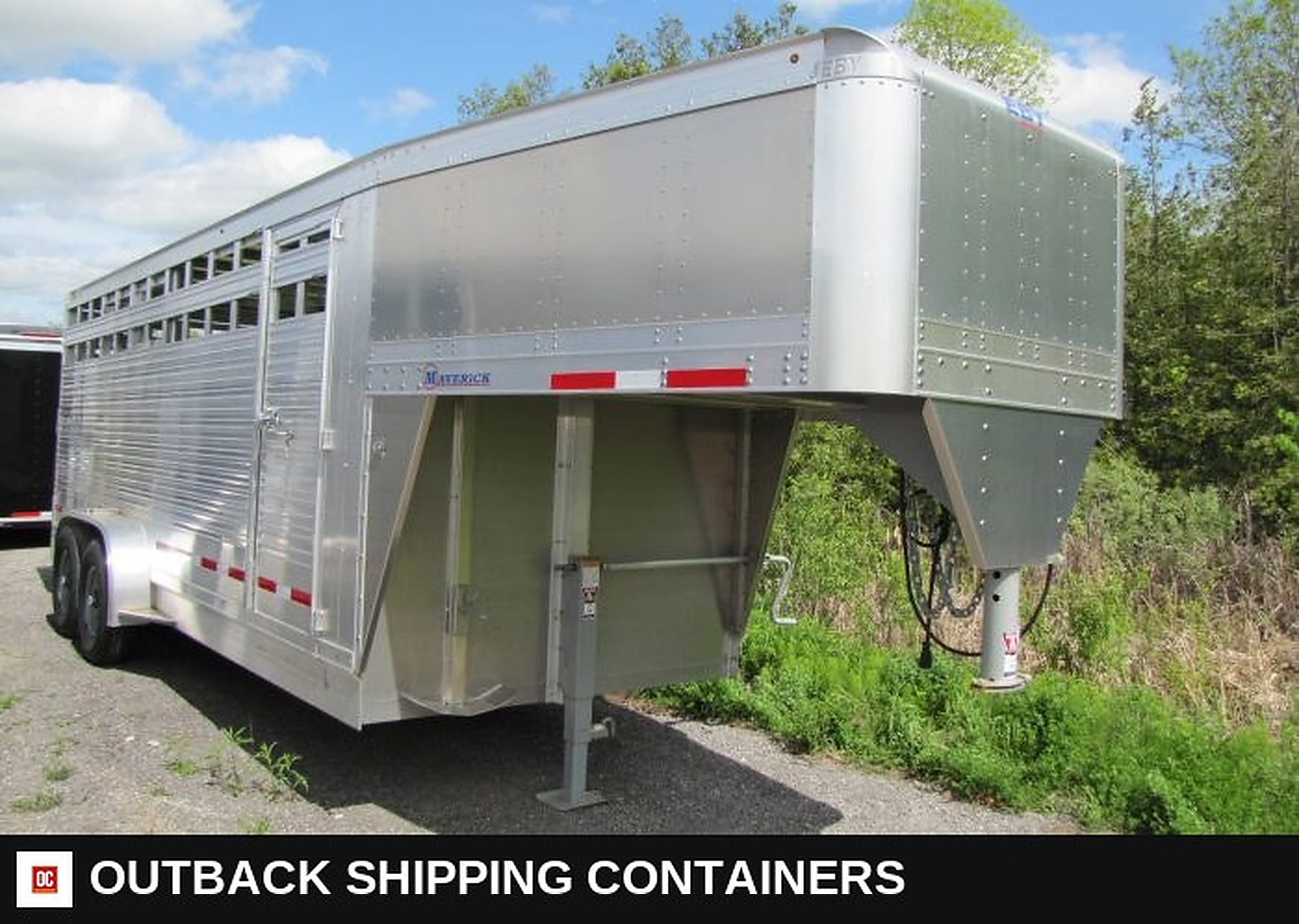 2023 EBY Maverick 20' Aluminum Gooseneck Livestock Trailer — Gate Latch And Hardware Detail | Outback Shipping Containers 2023 EBY Maverick 20' Aluminum Gooseneck Livestock Trailer for sale — gate latch and hardware detail