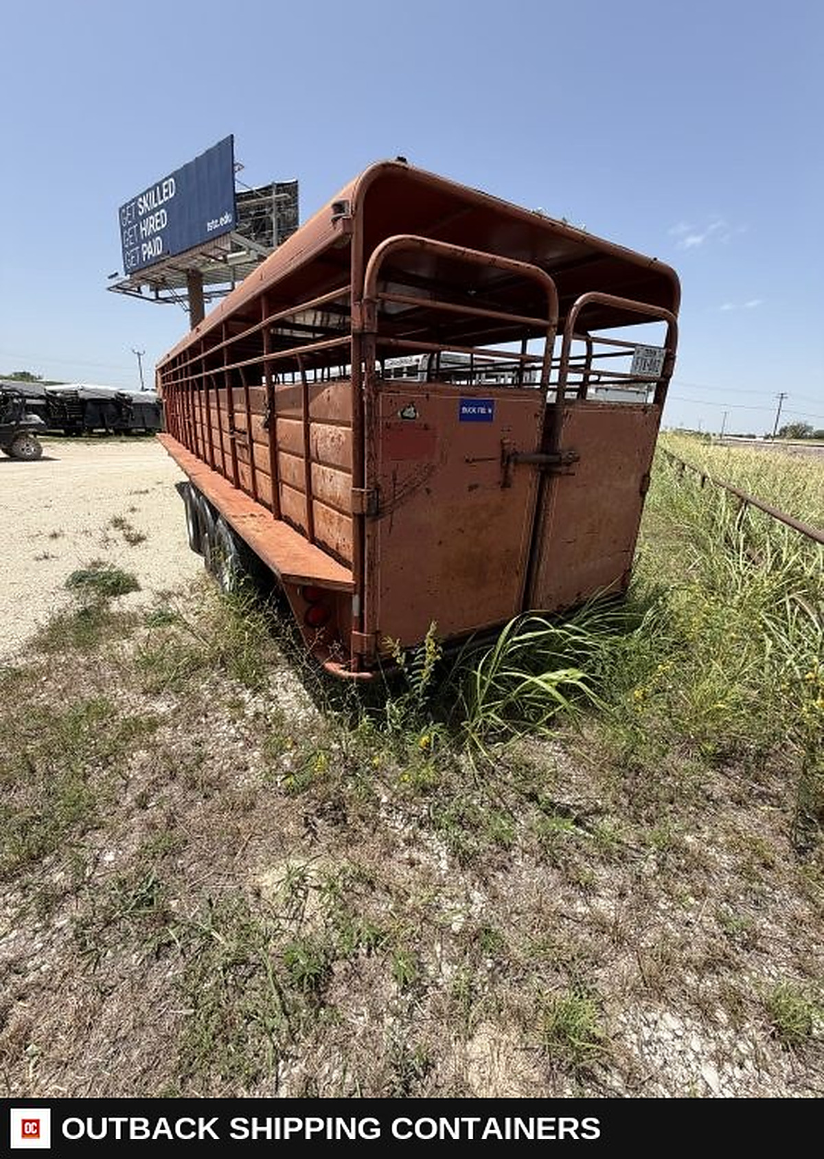 1992 CM Trailers 32' Livestock Stock Combo Trailer — Gate Latch And Hardware Detail | Outback Shipping Containers 1992 CM Trailers 32' Livestock Stock Combo Trailer for sale — gate latch and hardware detail