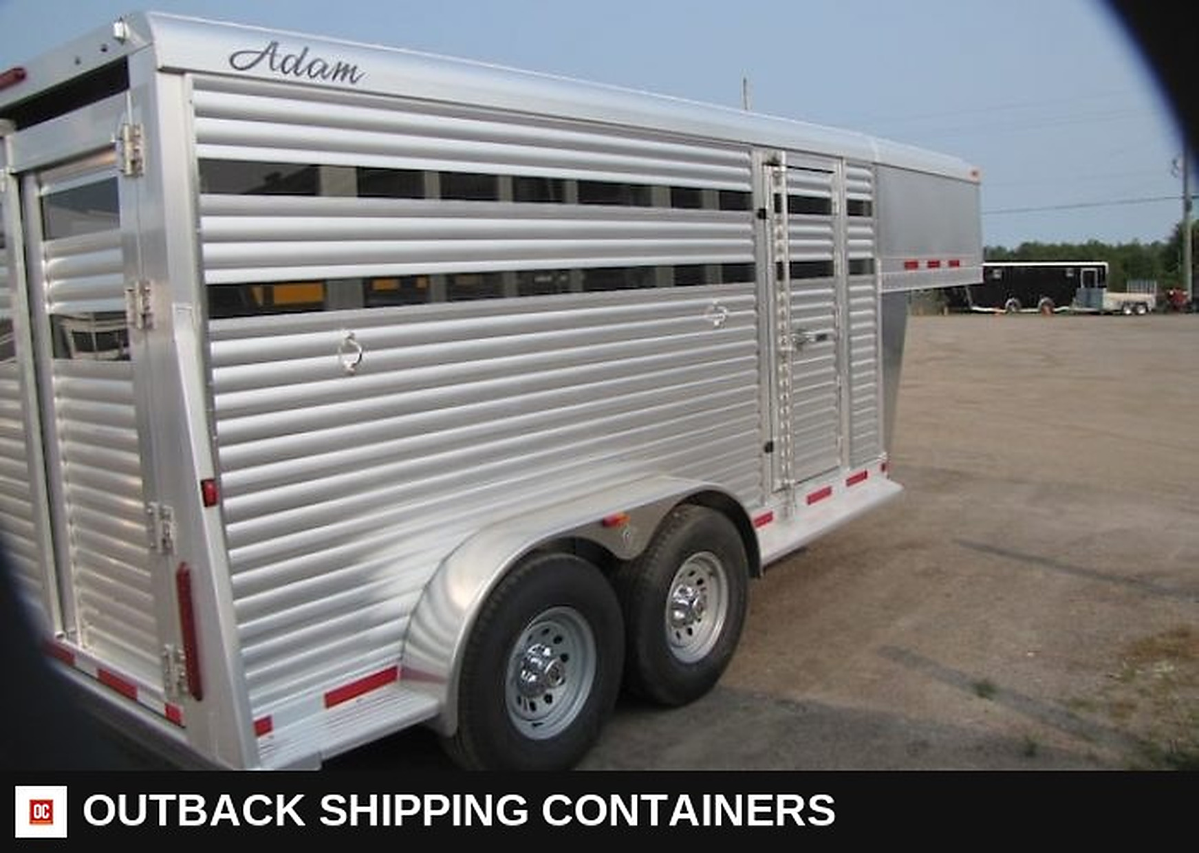 2023 Adams Trailers 16' All Aluminum Stock Trailer — Three-Quarter Front Angle | Outback Shipping Containers 2023 Adams Trailers 16' All Aluminum Stock Trailer for sale — three-quarter front angle