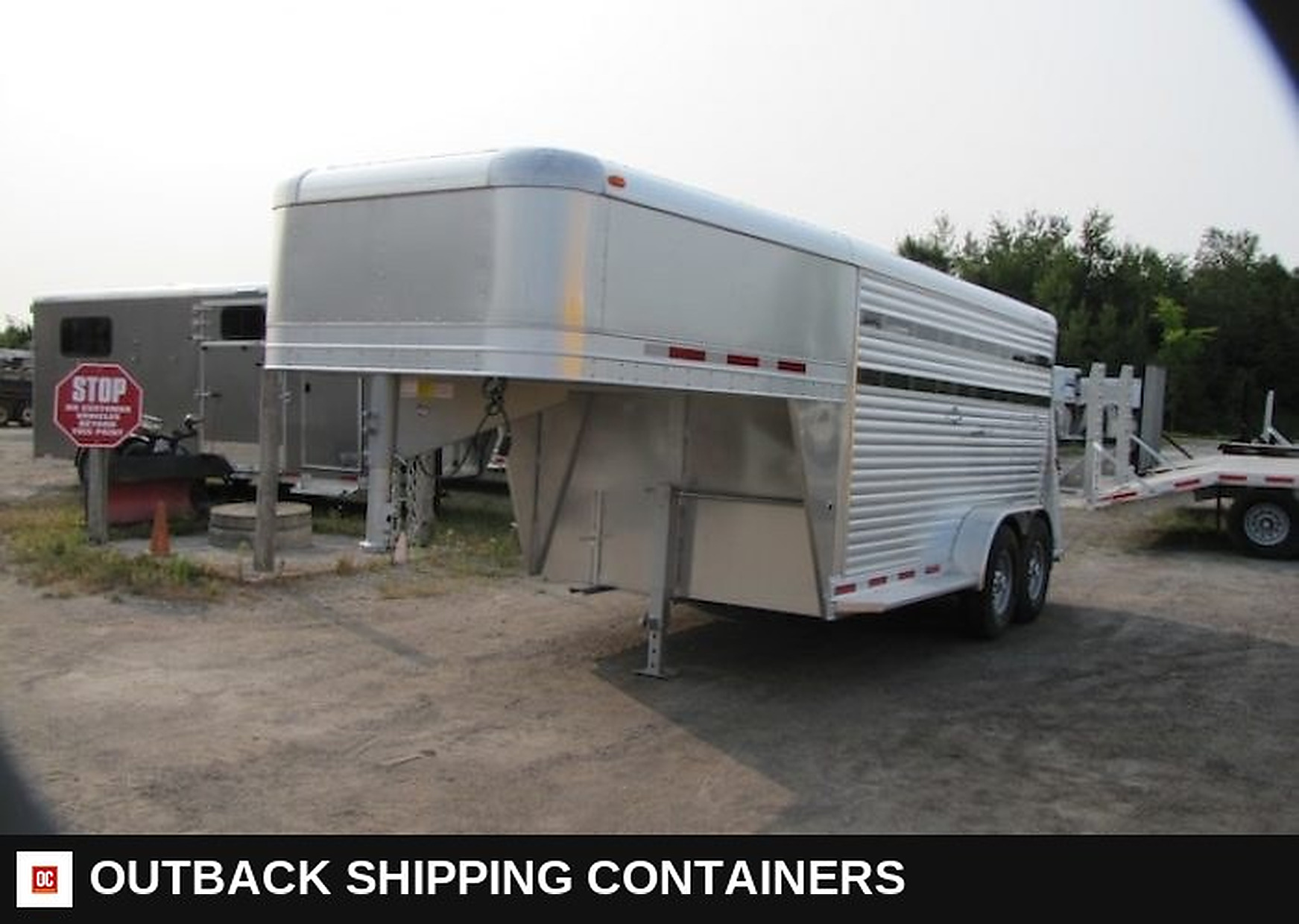 2023 Adams Trailers 16' All Aluminum Stock Trailer — Coupler And Hitch Detail | Outback Shipping Containers 2023 Adams Trailers 16' All Aluminum Stock Trailer for sale — coupler and hitch detail