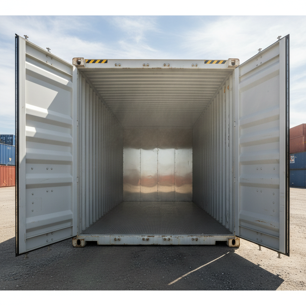 Internal view of a 40ft high cube reefer container highlighting T-grade flooring